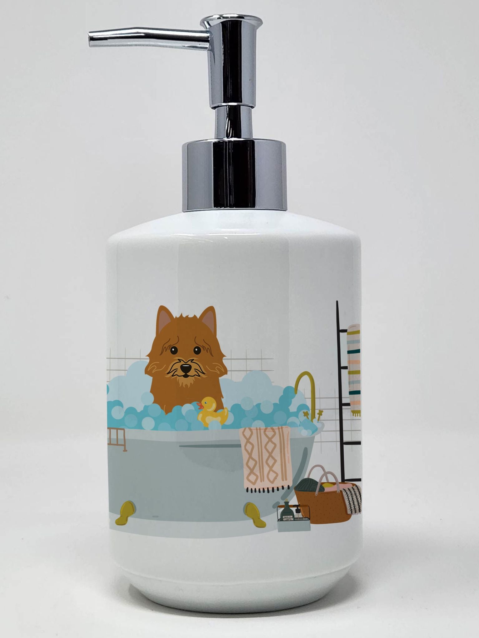 Norwich Terrier in Bathtub Ceramic Soap Dispenser Hand Soap Dispenser Pump Bottles for Bathroom Kitchen, Empty Refillable Liquid