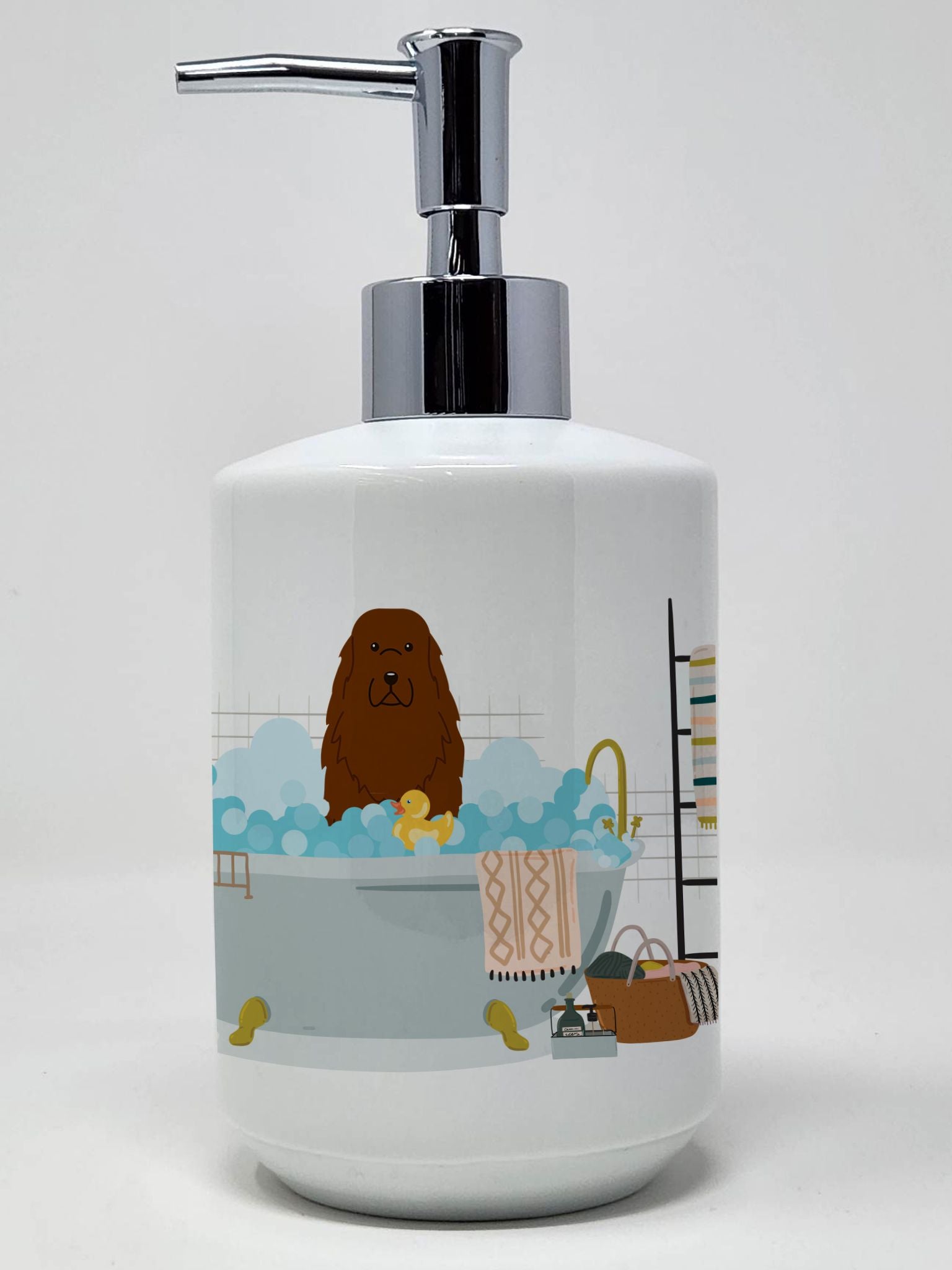 Caucasian Shepherd Dog in Bathtub Ceramic Soap Dispenser Hand Soap Dispenser Pump Bottles for Bathroom Kitchen, Empty Refillable