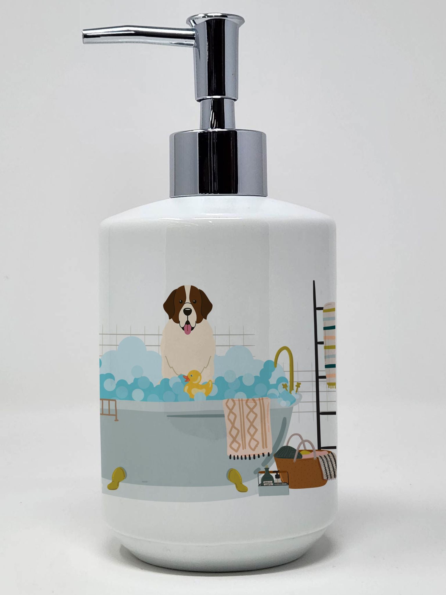 Moscow Watchdog in Bathtub Ceramic Soap Dispenser Hand Soap Dispenser Pump Bottles for Bathroom Kitchen, Empty Refillable Liquid