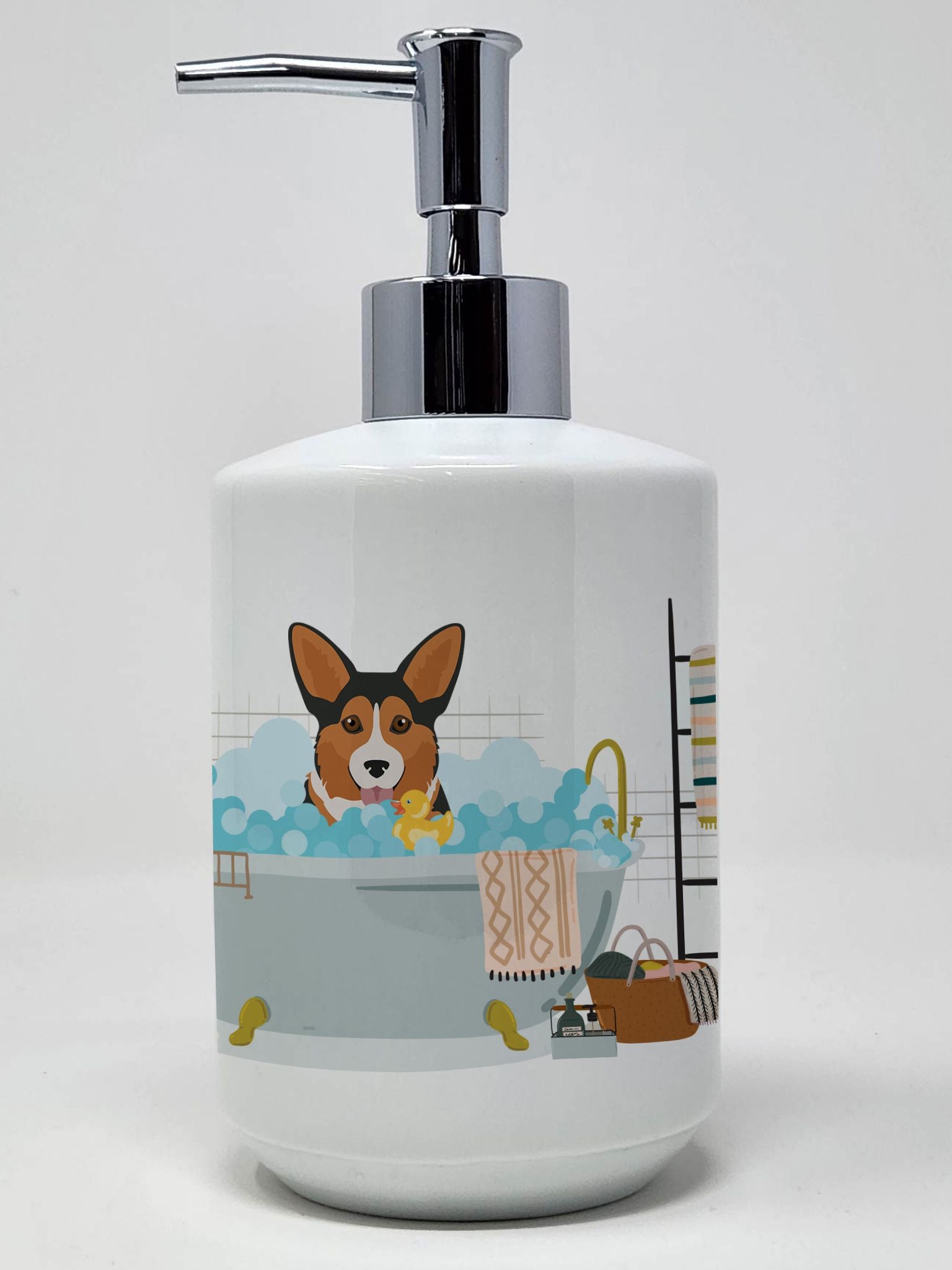 Sable Pembroke Corgi Ceramic Soap Dispenser Hand Soap Dispenser Pump Bottles for Bathroom Kitchen, Empty Refillable Liquid Soap 