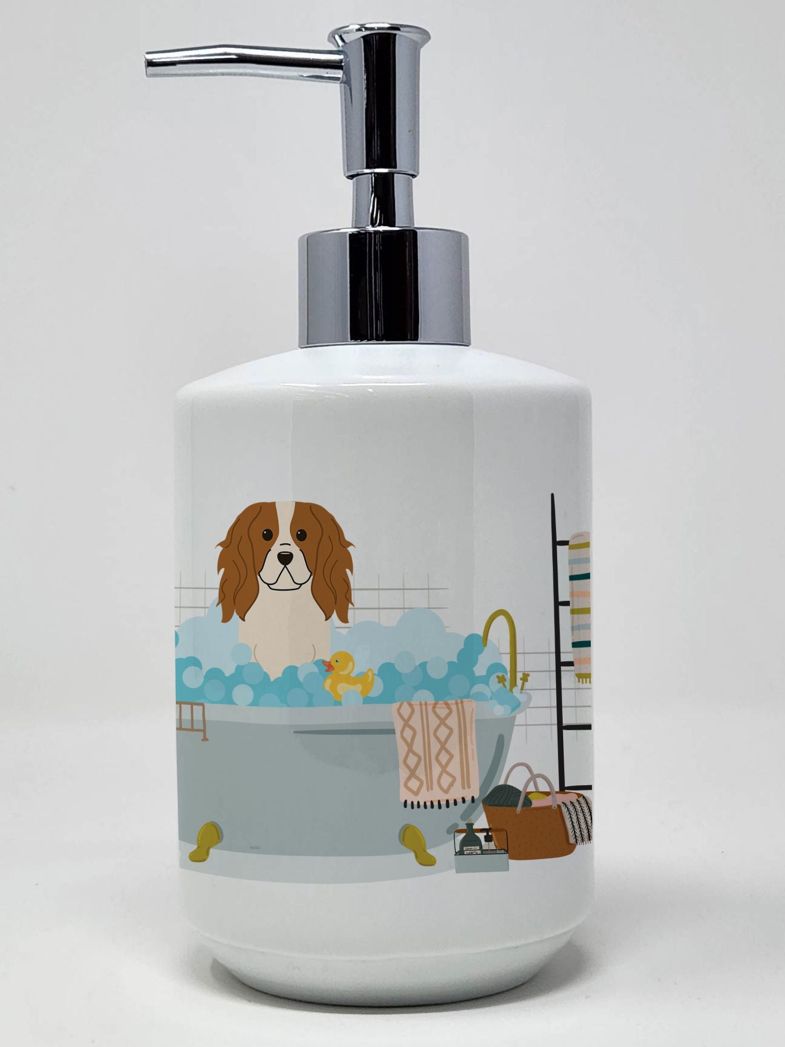 Cavalier Spaniel in Bathtub Ceramic Soap Dispenser Hand Soap Dispenser Pump Bottles for Bathroom Kitchen, Empty Refillable Liqui