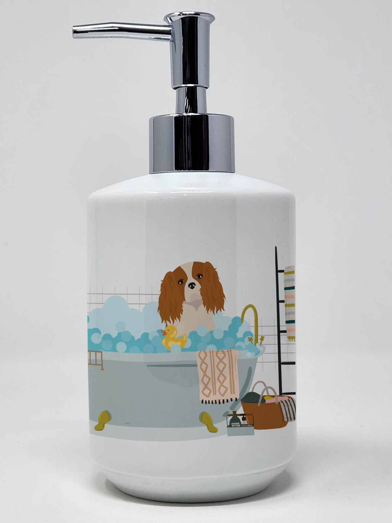 Blenheim Cavalier Spaniel Ceramic Soap Dispenser Hand Soap Dispenser Pump Bottles for Bathroom Kitchen, Empty Refillable Liquid 