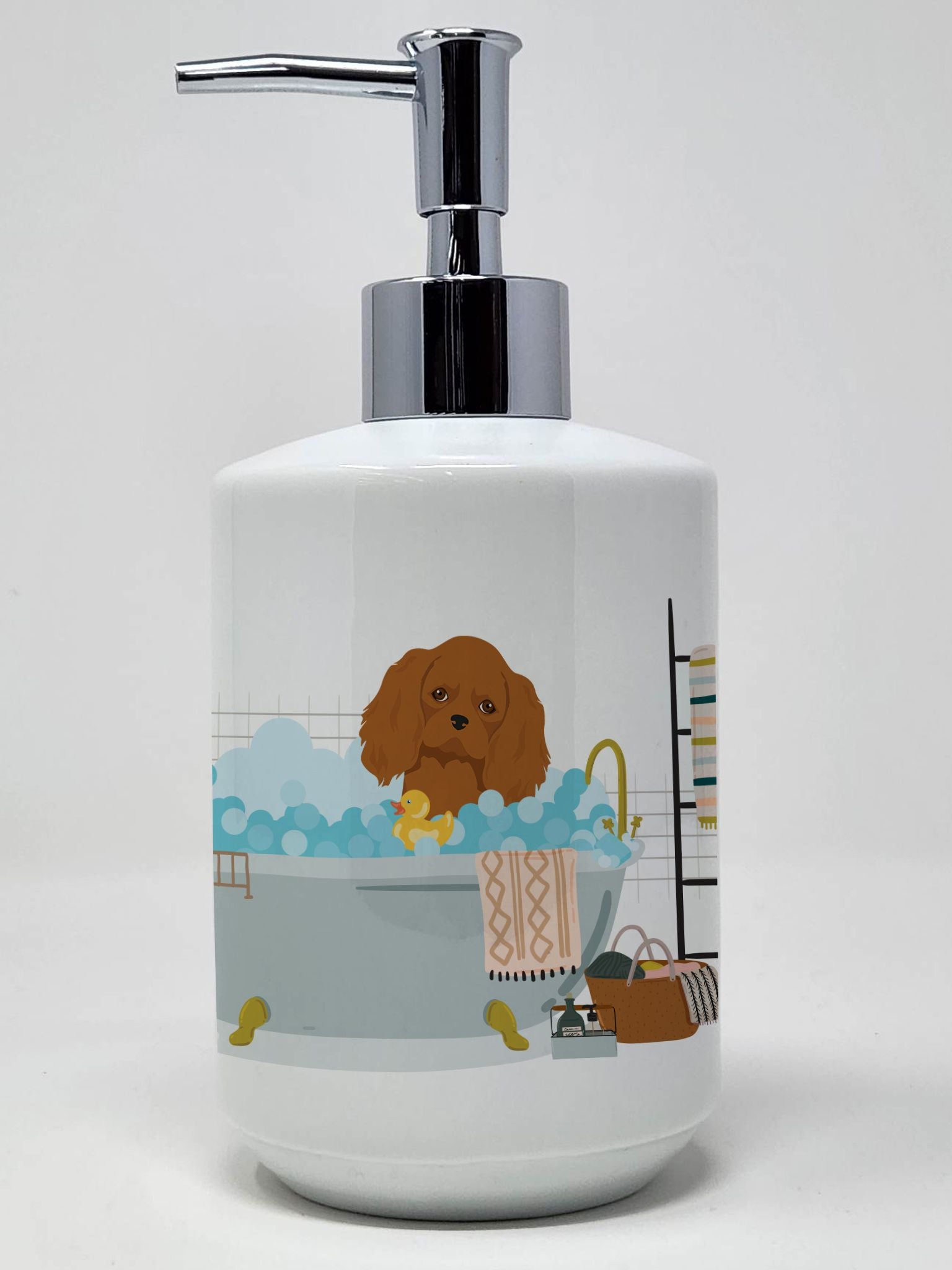 Ruby Cavalier Spaniel Ceramic Soap Dispenser Hand Soap Dispenser Pump Bottles for Bathroom Kitchen, Empty Refillable Liquid Soap