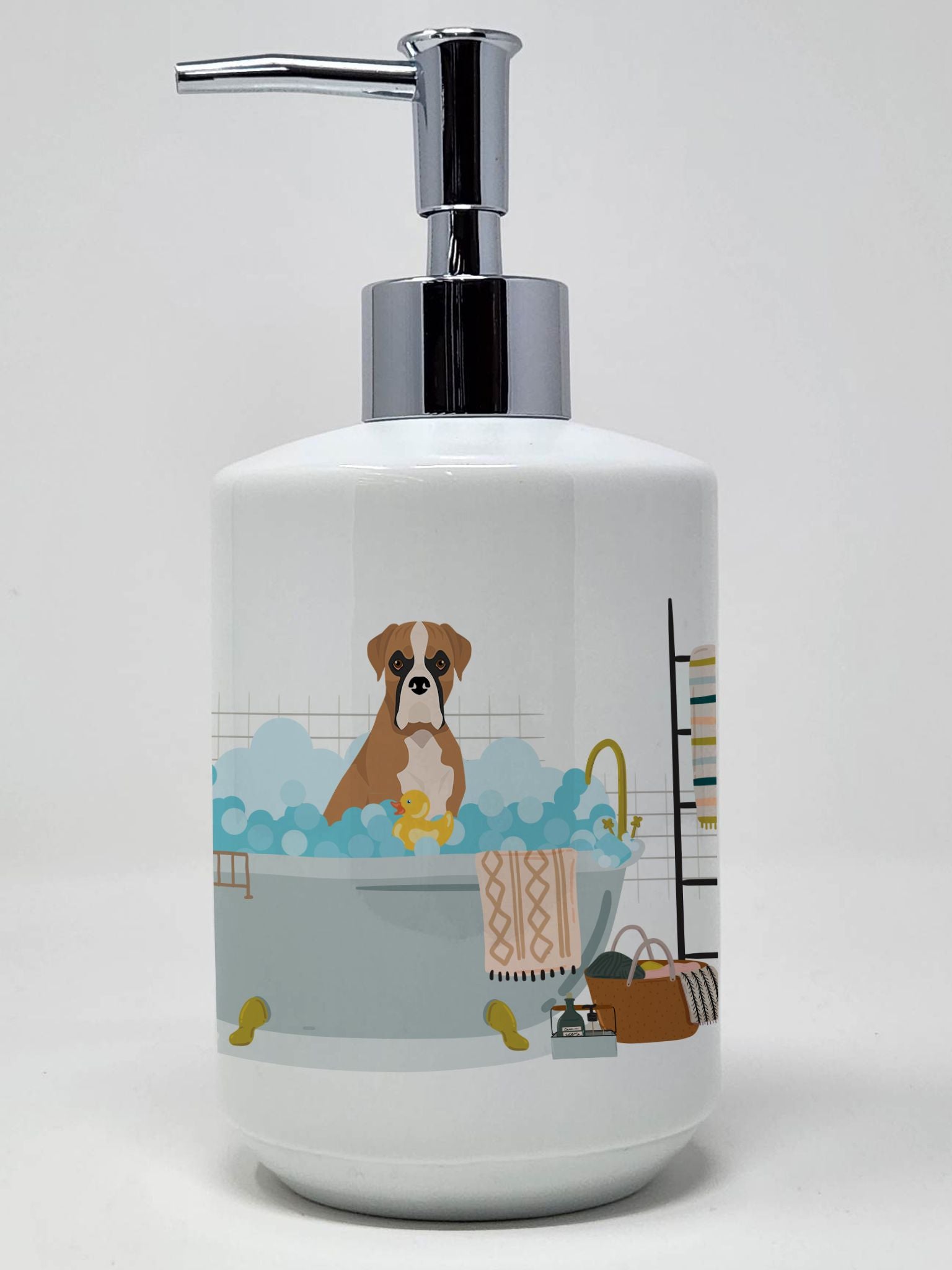 Natural Eared Fawn Boxer Ceramic Soap Dispenser Hand Soap Dispenser Pump Bottles for Bathroom Kitchen, Empty Refillable Liquid S