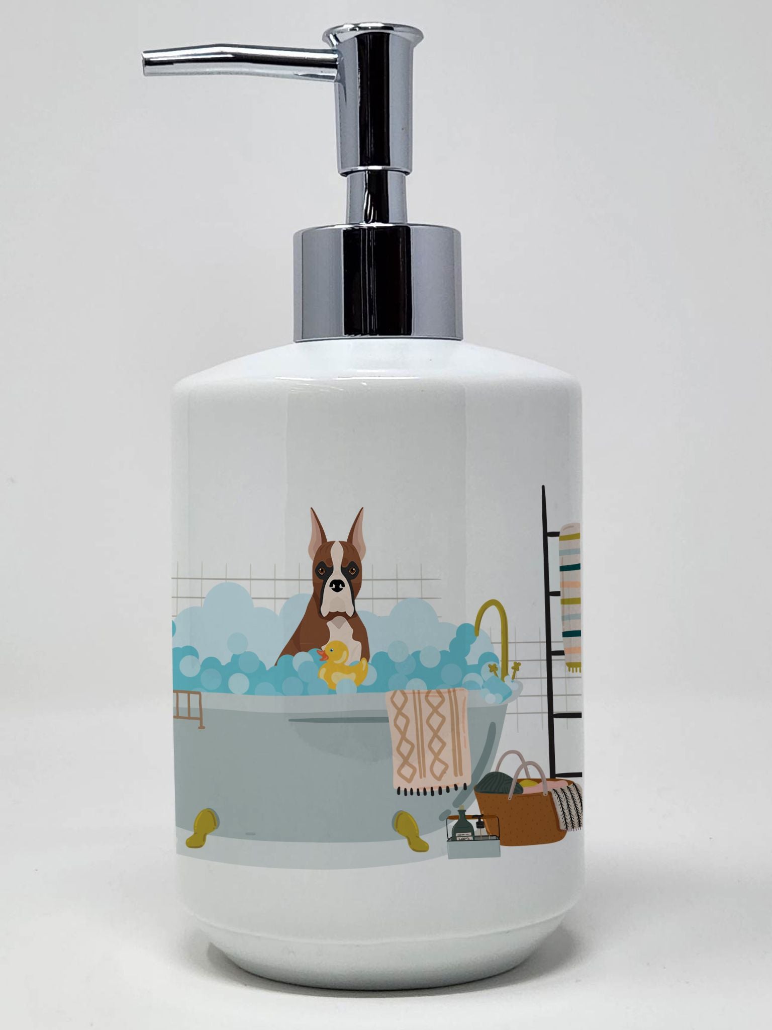 Red Fawn Boxer Ceramic Soap Dispenser Hand Soap Dispenser Pump Bottles for Bathroom Kitchen, Empty Refillable Liquid Soap Contai