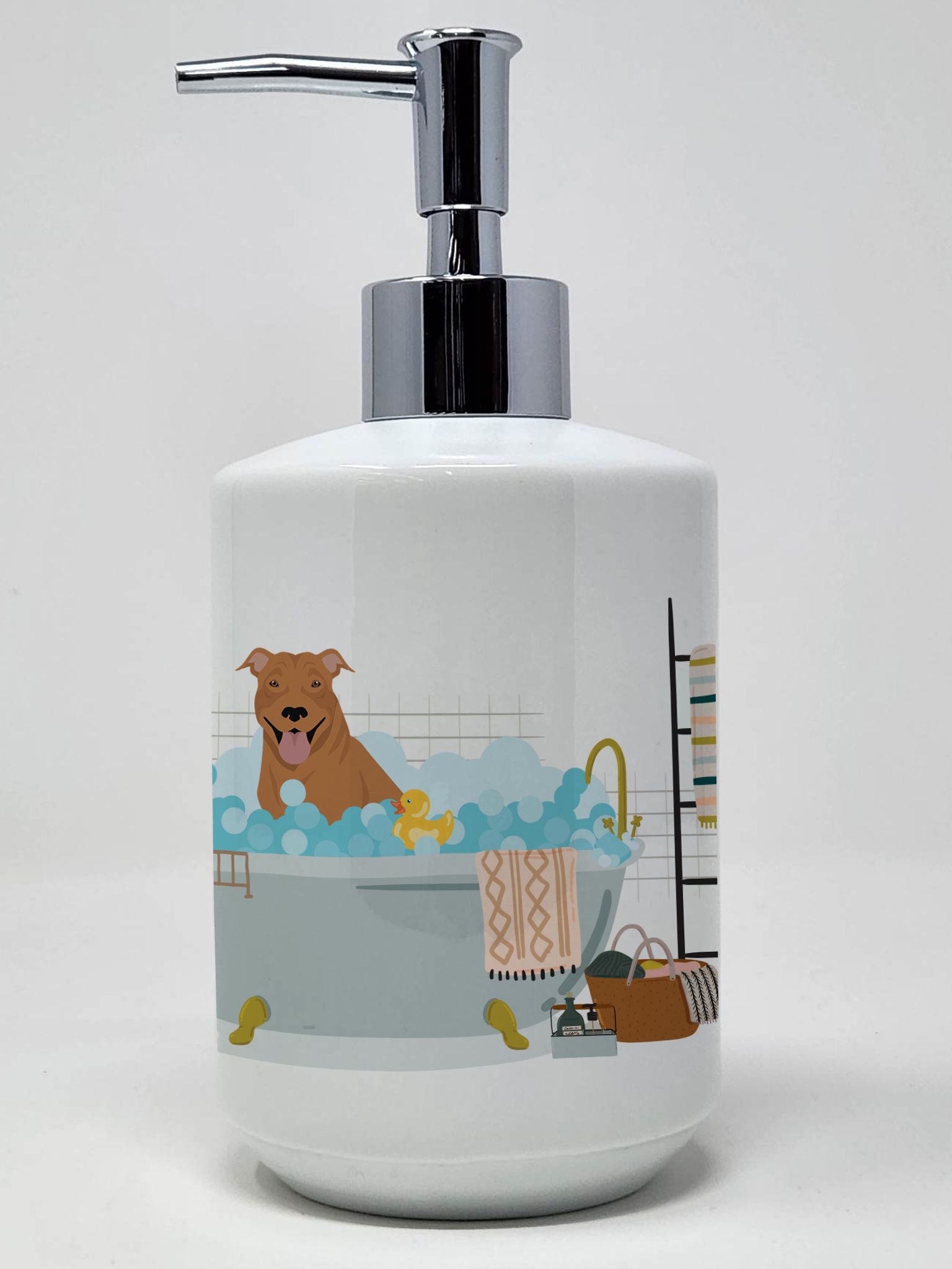 NEW Red Pit Bull Terrier Ceramic Soap Dispenser Hand Soap Dispenser Pump Bottles for Bathroom Kitchen, Empty Refillable Liquid S