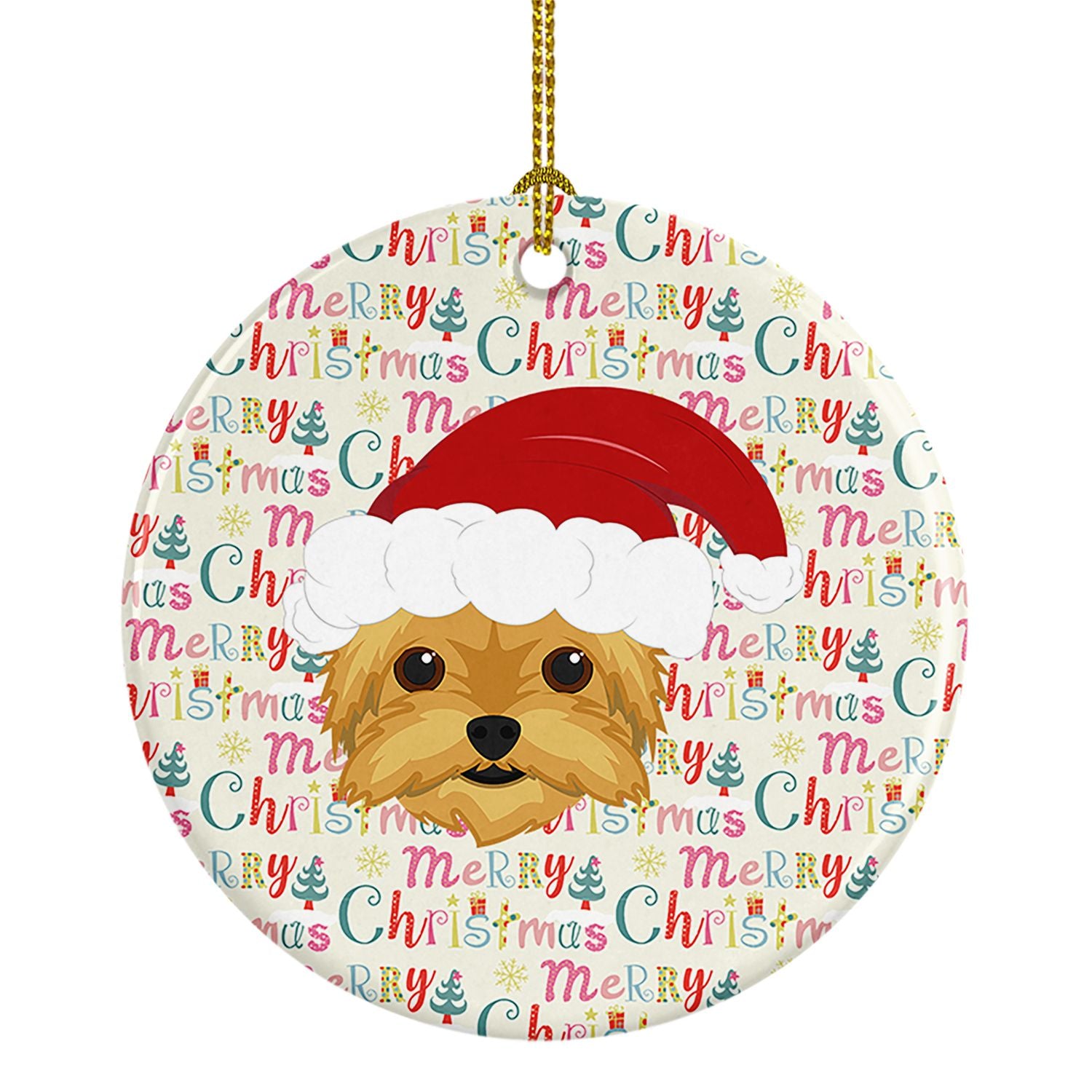Yorkie Merry Christmas Ceramic Ornament Christmas Tree Hanging Decorations for Home Christmas Holiday, Party, Gift, 3 in, Multic
