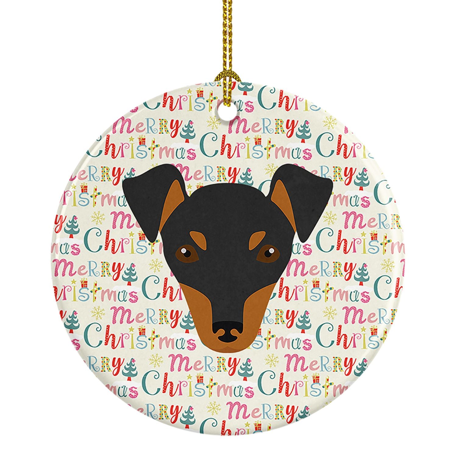 Manchester Toy Terrier Merry Christmas Ceramic Ornament Christmas Tree Hanging Decorations for Home Christmas Holiday, Party, Gi