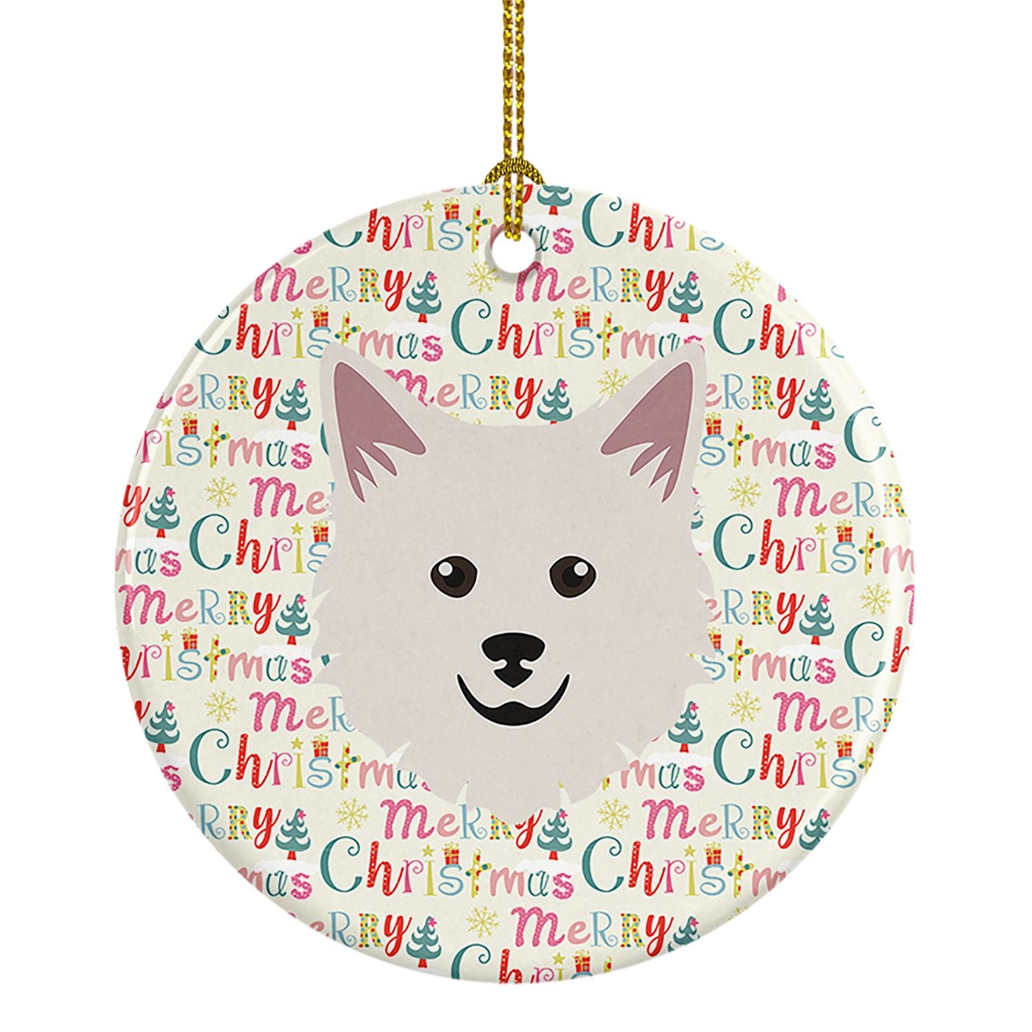 Italian Spitz Merry Christmas Ceramic Ornament Christmas Tree Hanging Decorations for Home Christmas Holiday, Party, Gift, 3 in,