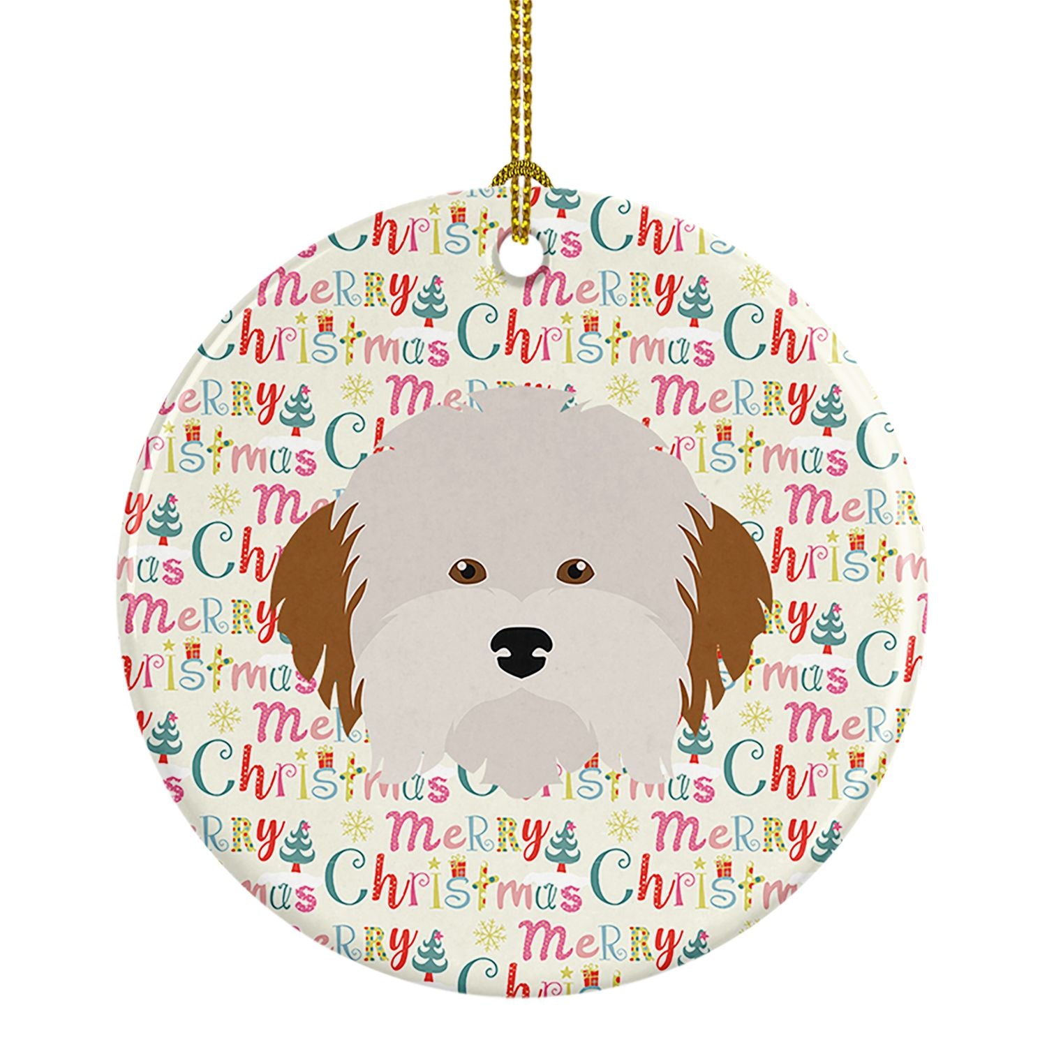 Havanese Dog Merry Christmas Ceramic Ornament Christmas Tree Hanging Decorations for Home Christmas Holiday, Party, Gift, 3 in, 