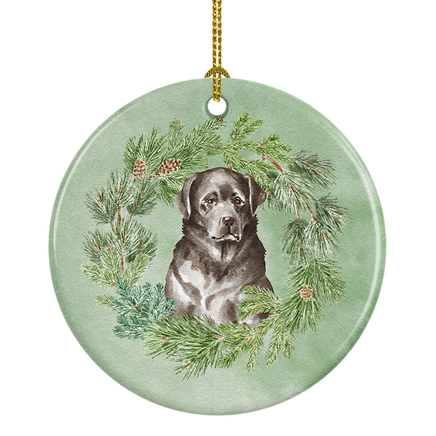 Labrador Retriever Black Christmas Wreath Ceramic Ornament Christmas Tree Hanging Decorations for Home Christmas Holiday, Party,