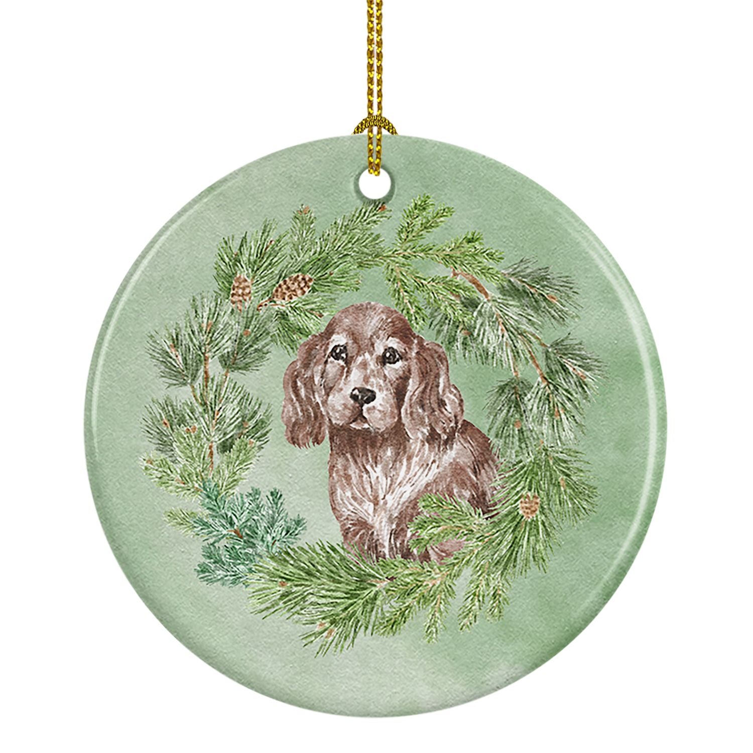 Cocker Spaniel Puppy Liver Christmas Wreath Ceramic Ornament Christmas Tree Hanging Decorations for Home Christmas Holiday, Part