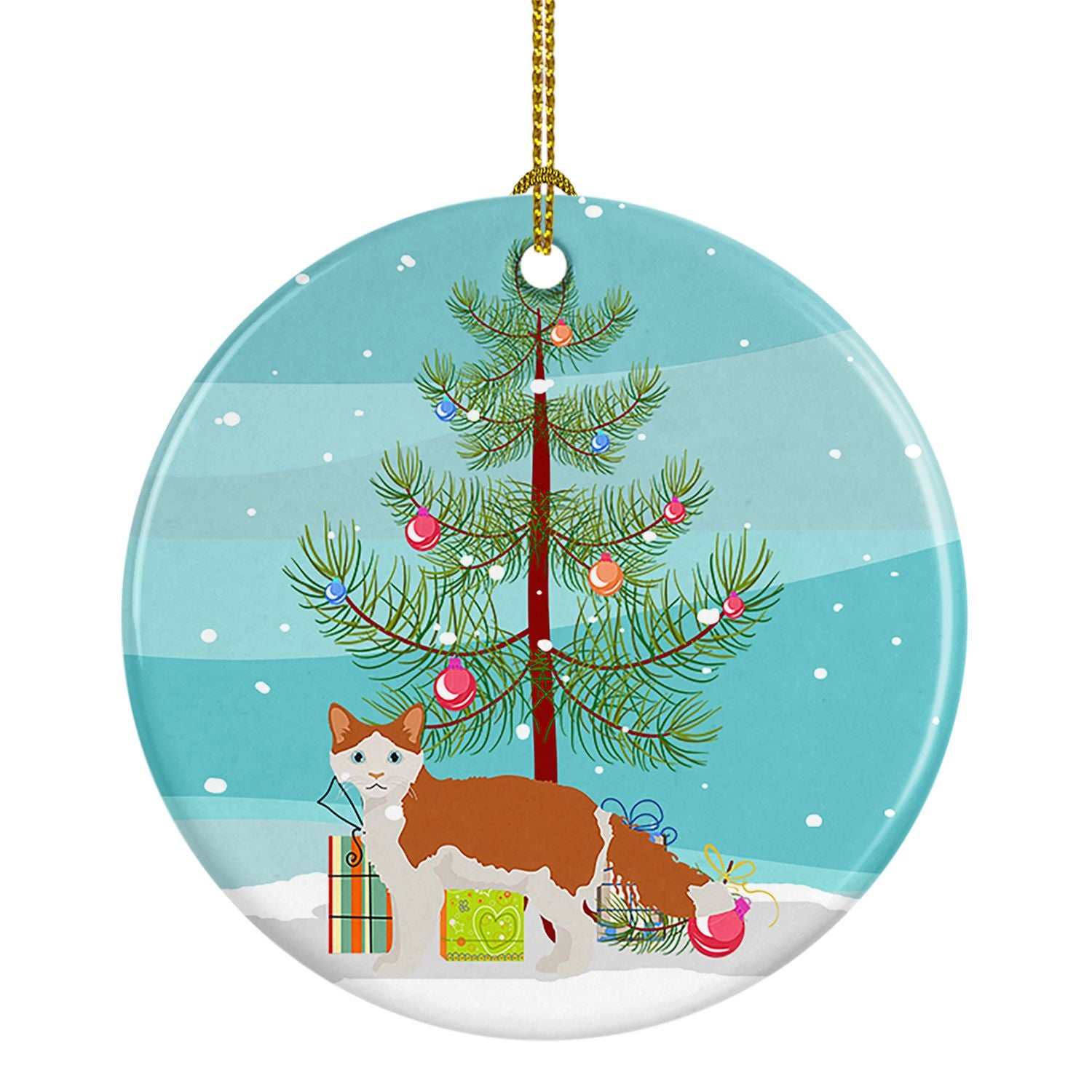 NEW La Perm Cat Christmas Ceramic Ornament Christmas Tree Hanging Decorations for Home Christmas Holiday, Party, Gift, 3 in, Mul