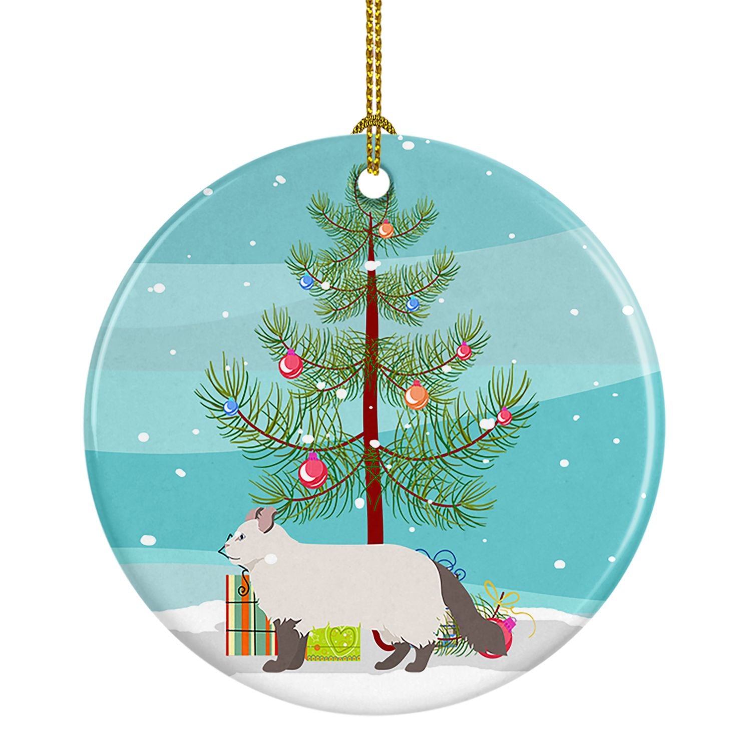 NEW American Curl Cat Christmas Ceramic Ornament Christmas Tree Hanging Decorations for Home Christmas Holiday, Party, Gift, 3 i