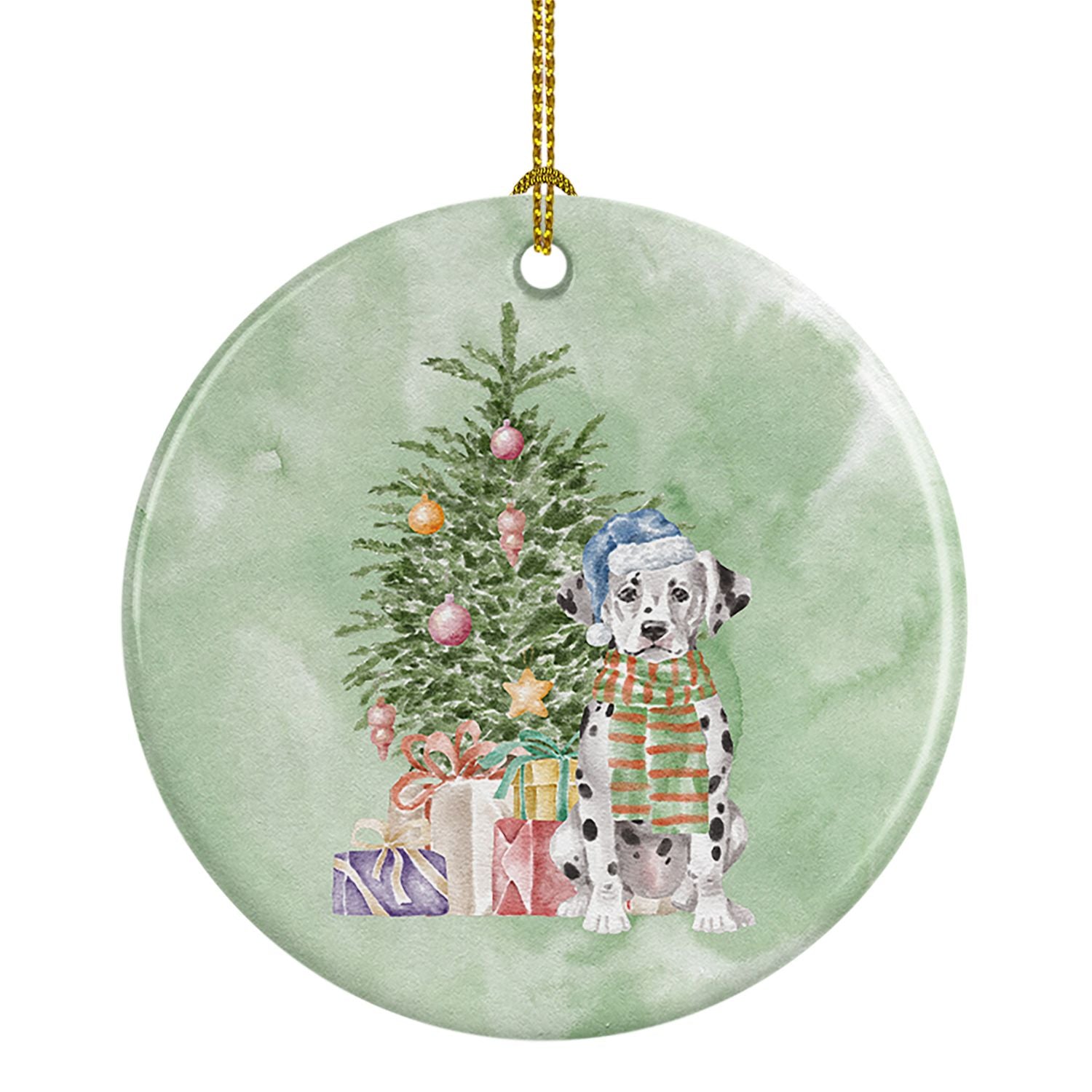 Dalmatian Puppy Christmas Presents and Tree Ceramic Ornament Christmas Tree Hanging Decorations for Home Christmas Holiday, Part