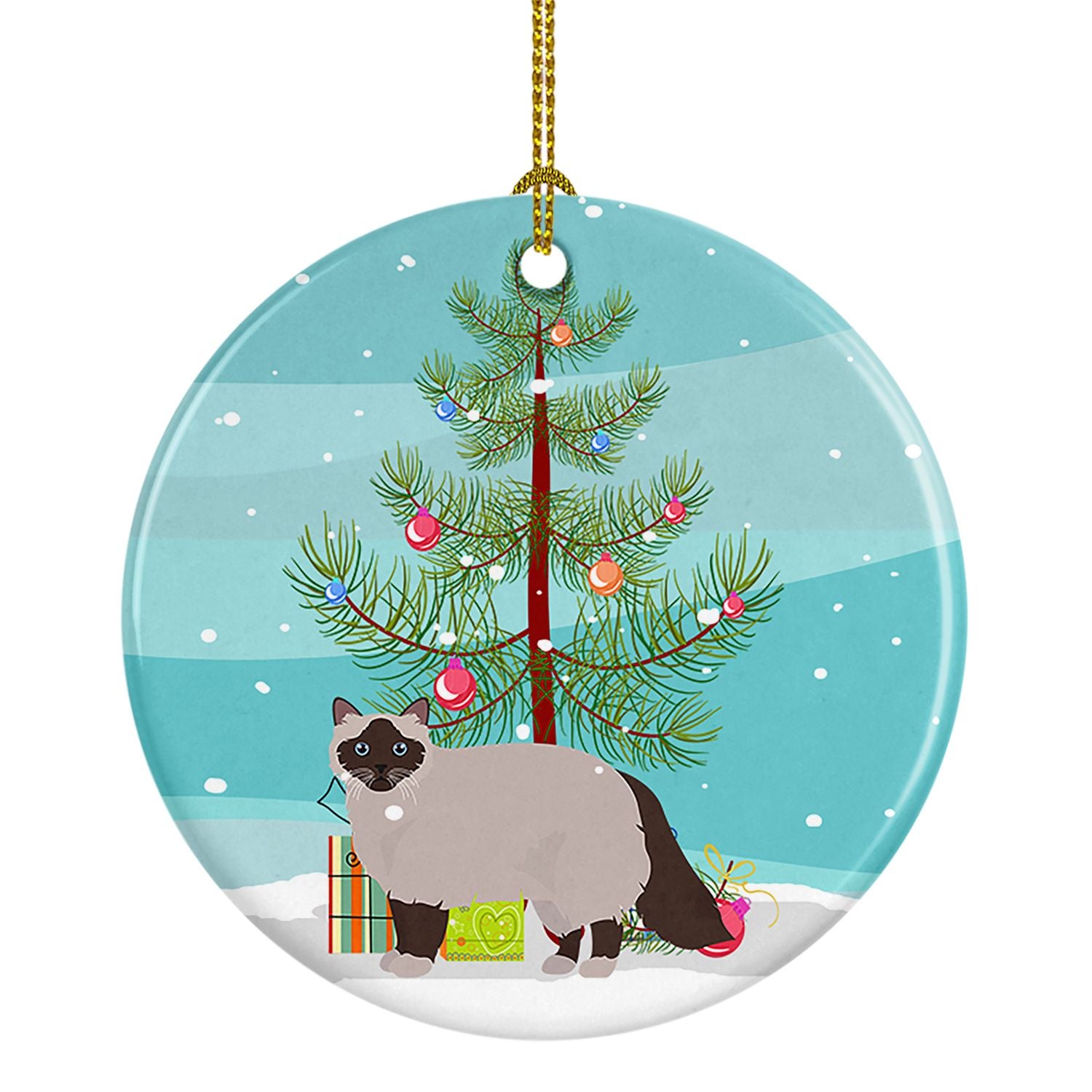 NEW Birman Cat Christmas Ceramic Ornament Christmas Tree Hanging Decorations for Home Christmas Holiday, Party, Gift, 3 in, Mult