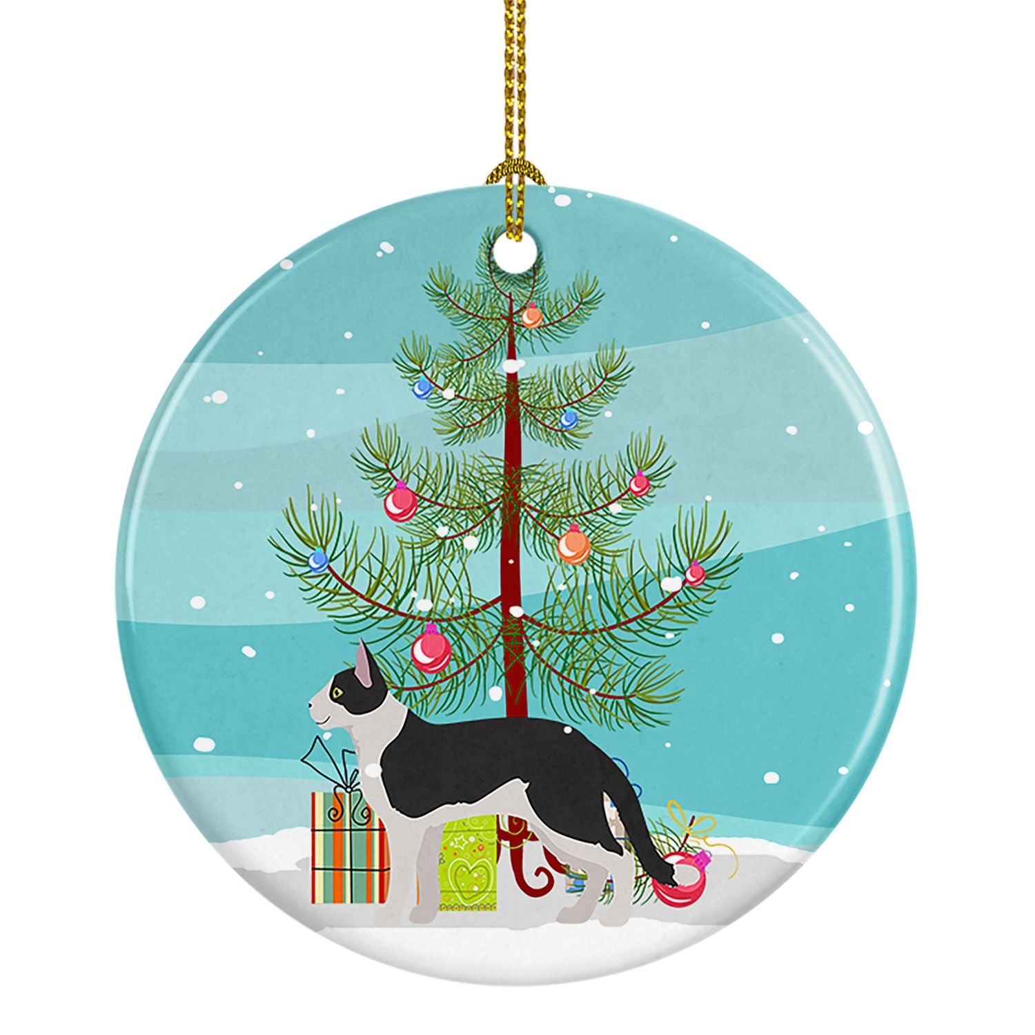 NEW Bicolour Aegean Cat Christmas Ceramic Ornament Christmas Tree Hanging Decorations for Home Christmas Holiday, Party, Gift, 3