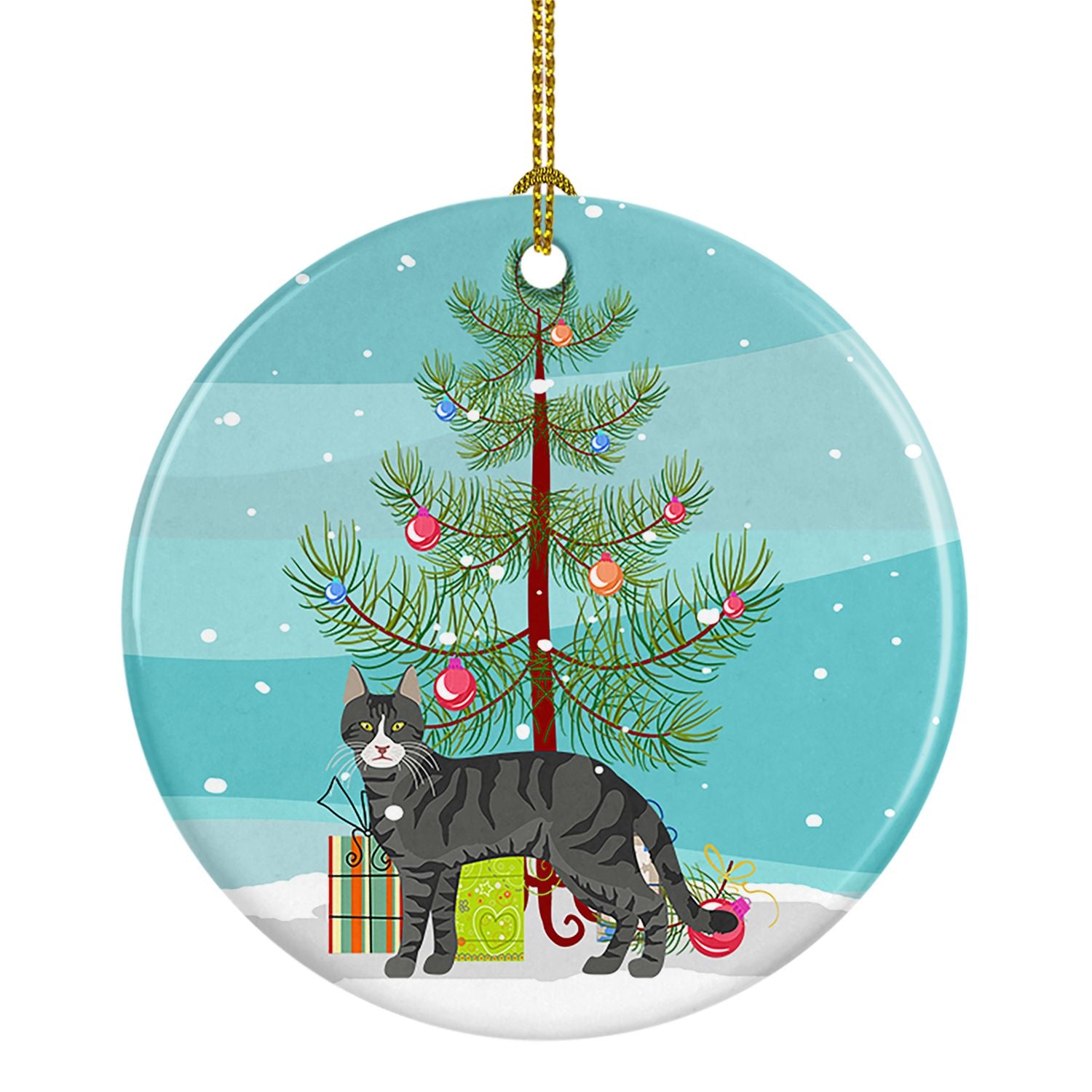 NEW Tricolour Aegean Cat Christmas Ceramic Ornament Christmas Tree Hanging Decorations for Home Christmas Holiday, Party, Gift, 