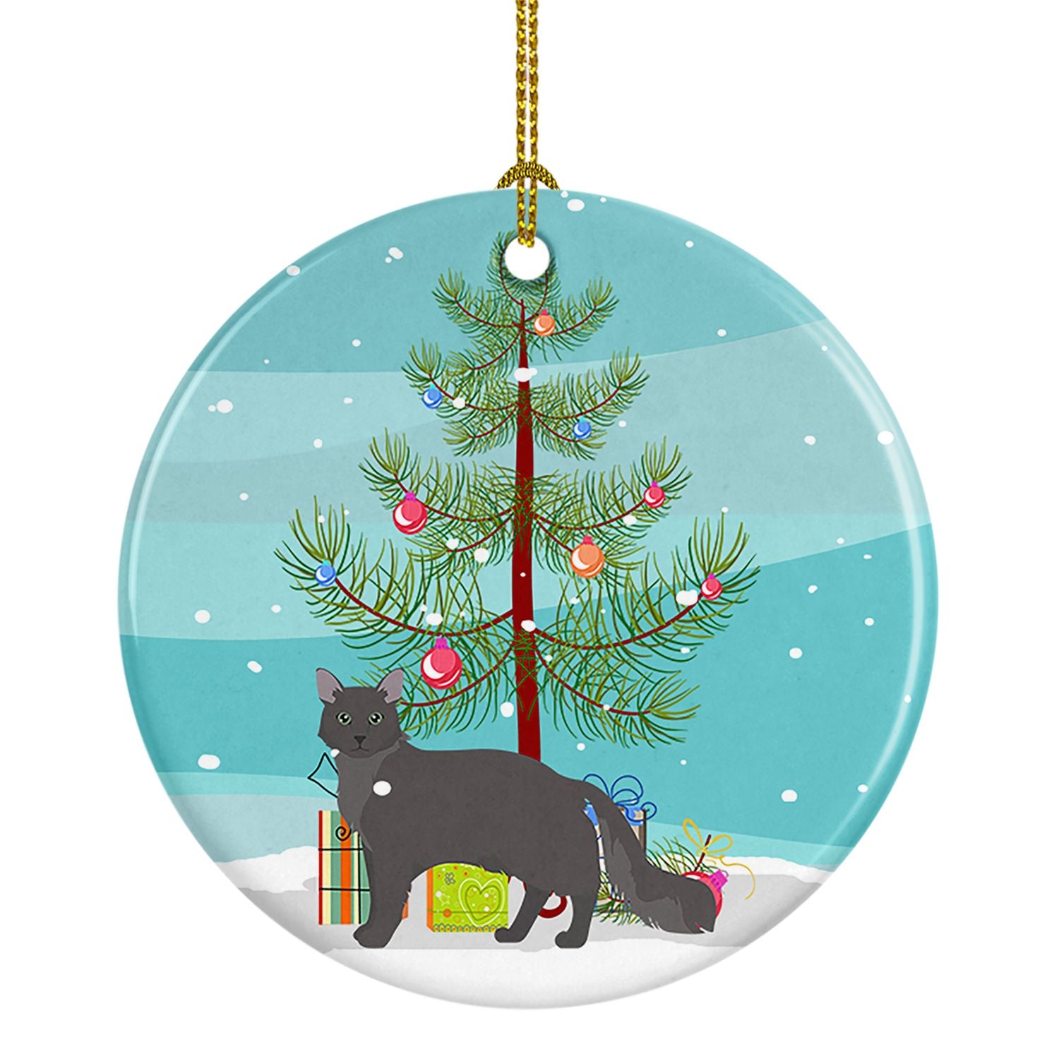 NEW Nebelung Cat Christmas Ceramic Ornament Christmas Tree Hanging Decorations for Home Christmas Holiday, Party, Gift, 3 in, Mu