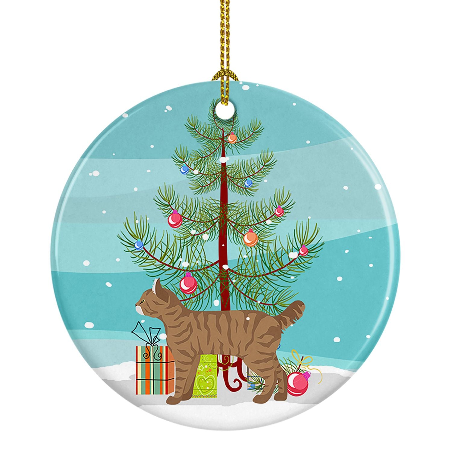 NEW Highlander Lynx Cat Christmas Ceramic Ornament Christmas Tree Hanging Decorations for Home Christmas Holiday, Party, Gift, 3