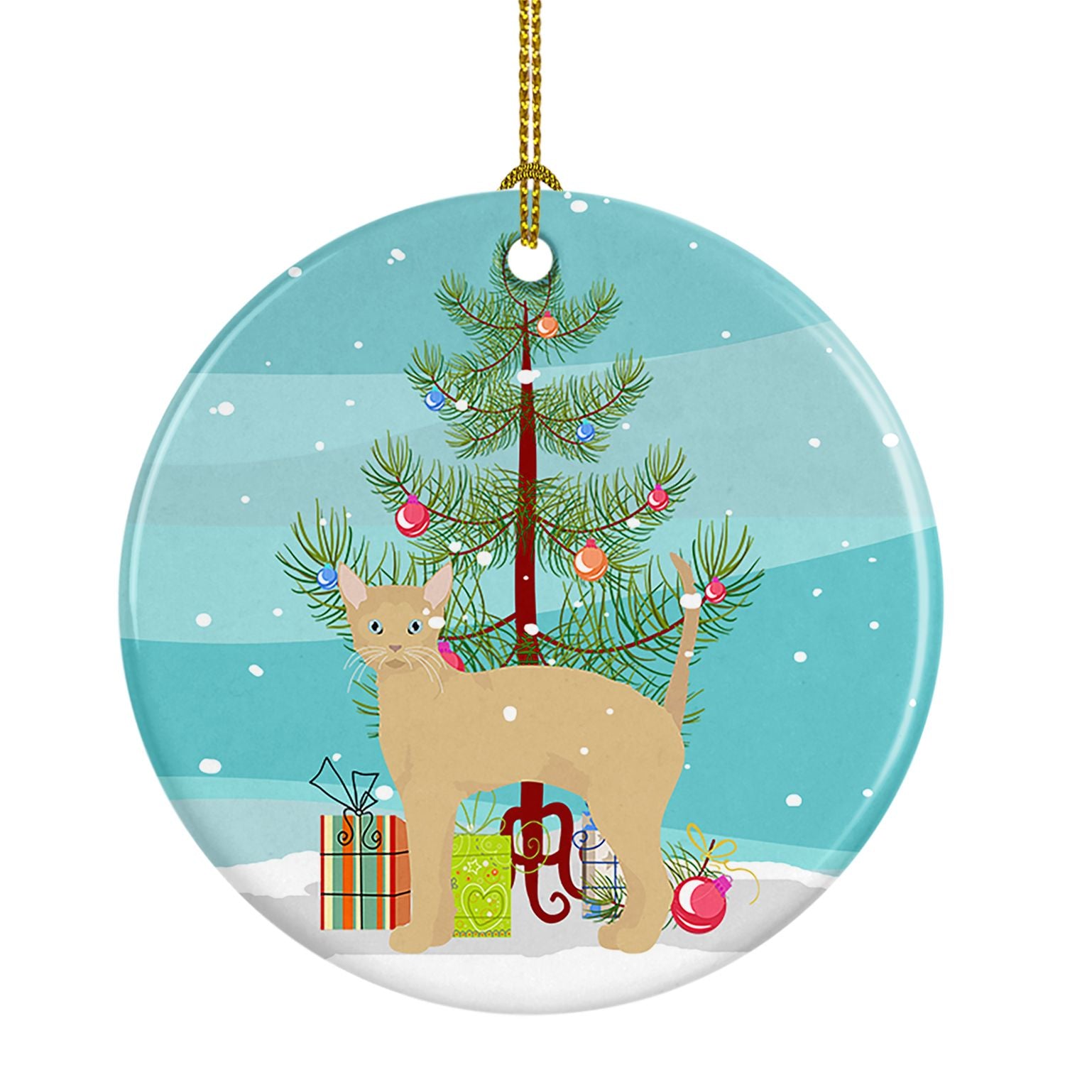 NEW German Rex Cat Christmas Ceramic Ornament Christmas Tree Hanging Decorations for Home Christmas Holiday, Party, Gift, 3 in, 