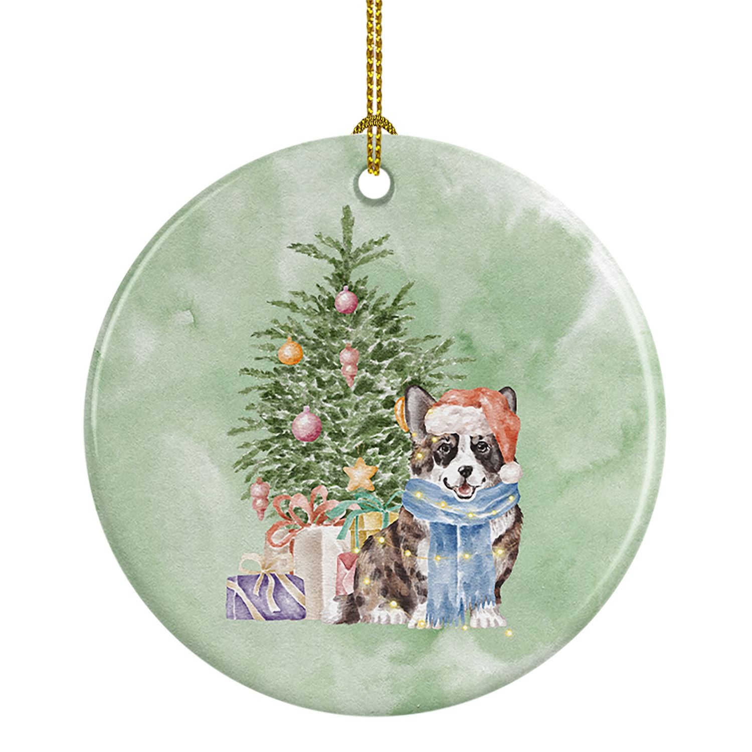 Corgi Cardigan Christmas Presents and Tree Ceramic Ornament Christmas Tree Hanging Decorations for Home Christmas Holiday, Party