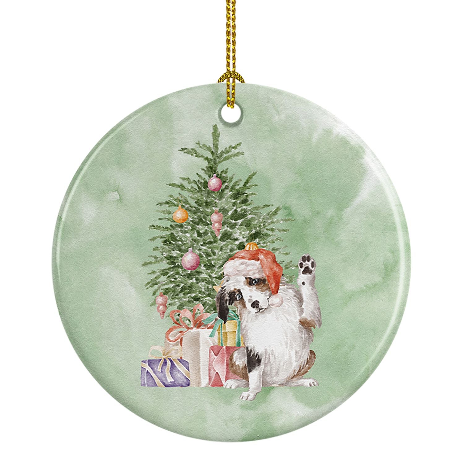 Australian Shepherd High Five Christmas Presents and Tree Ceramic Ornament Christmas Tree Hanging Decorations for Home Christmas