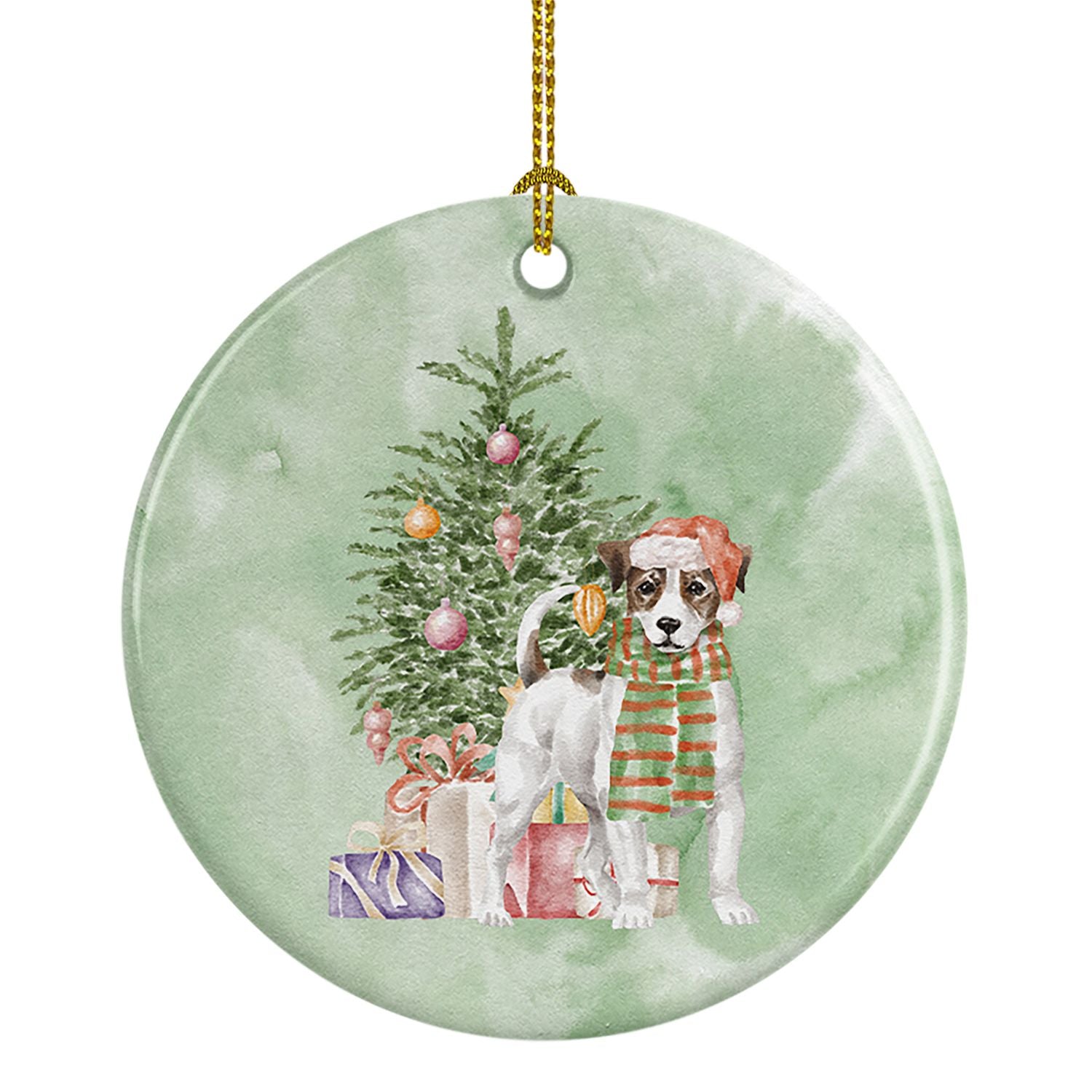 Jack Russell Terrier Smooth Christmas Presents and Tree Ceramic Ornament Christmas Tree Hanging Decorations for Home Christmas H