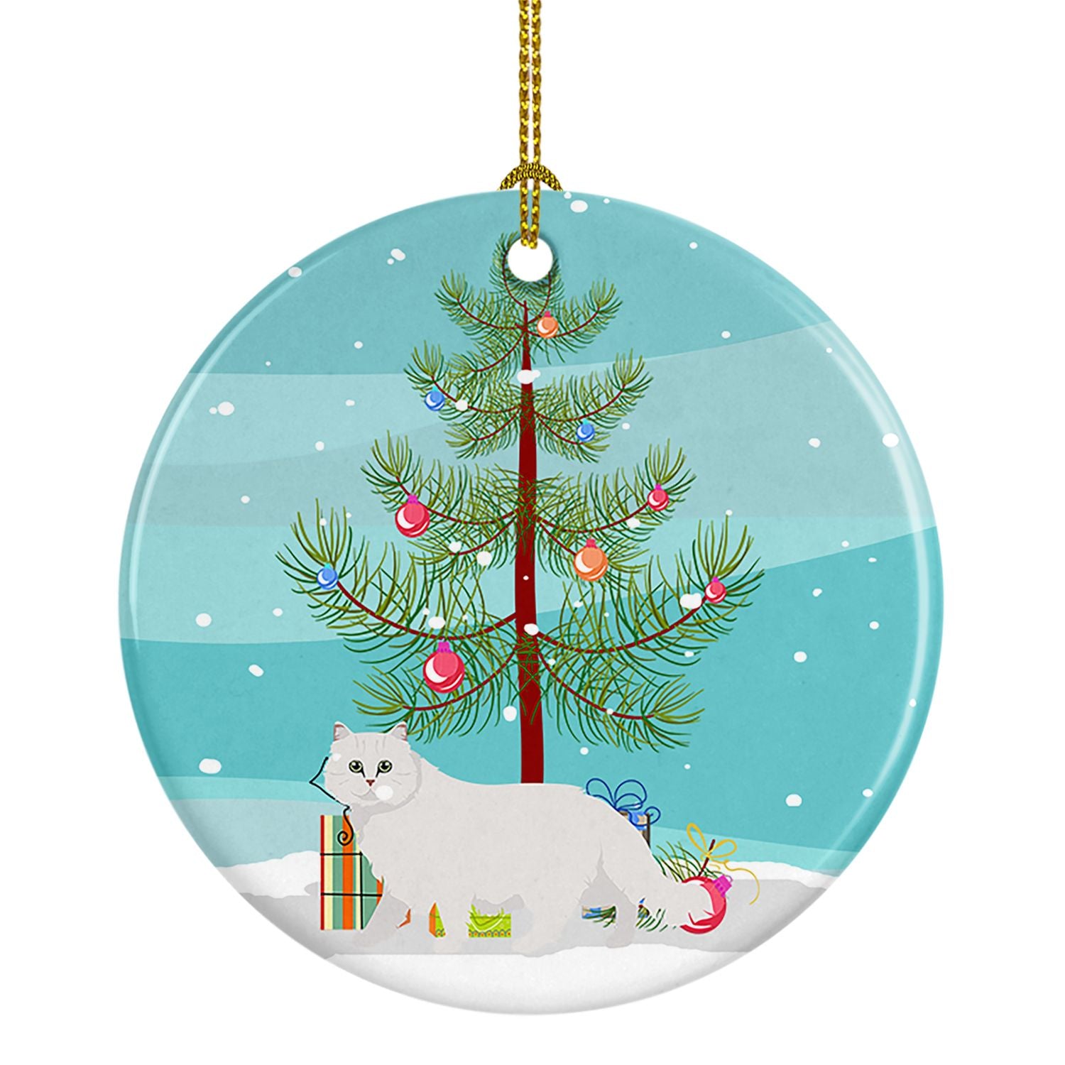 NEW Chinchilla Persian Longhair Cat Christmas Ceramic Ornament Christmas Tree Hanging Decorations for Home Christmas Holiday, Pa