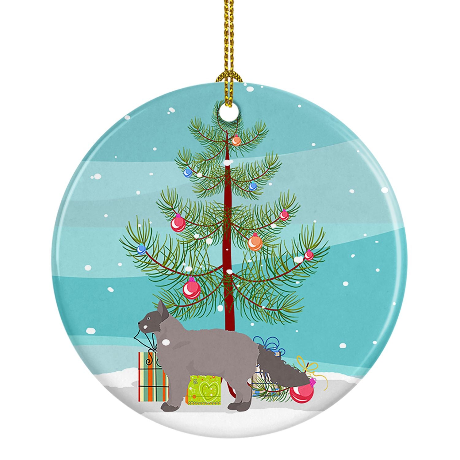 NEW La Perm Cat Merry Christmas Ceramic Ornament Christmas Tree Hanging Decorations for Home Christmas Holiday, Party, Gift, 3 i