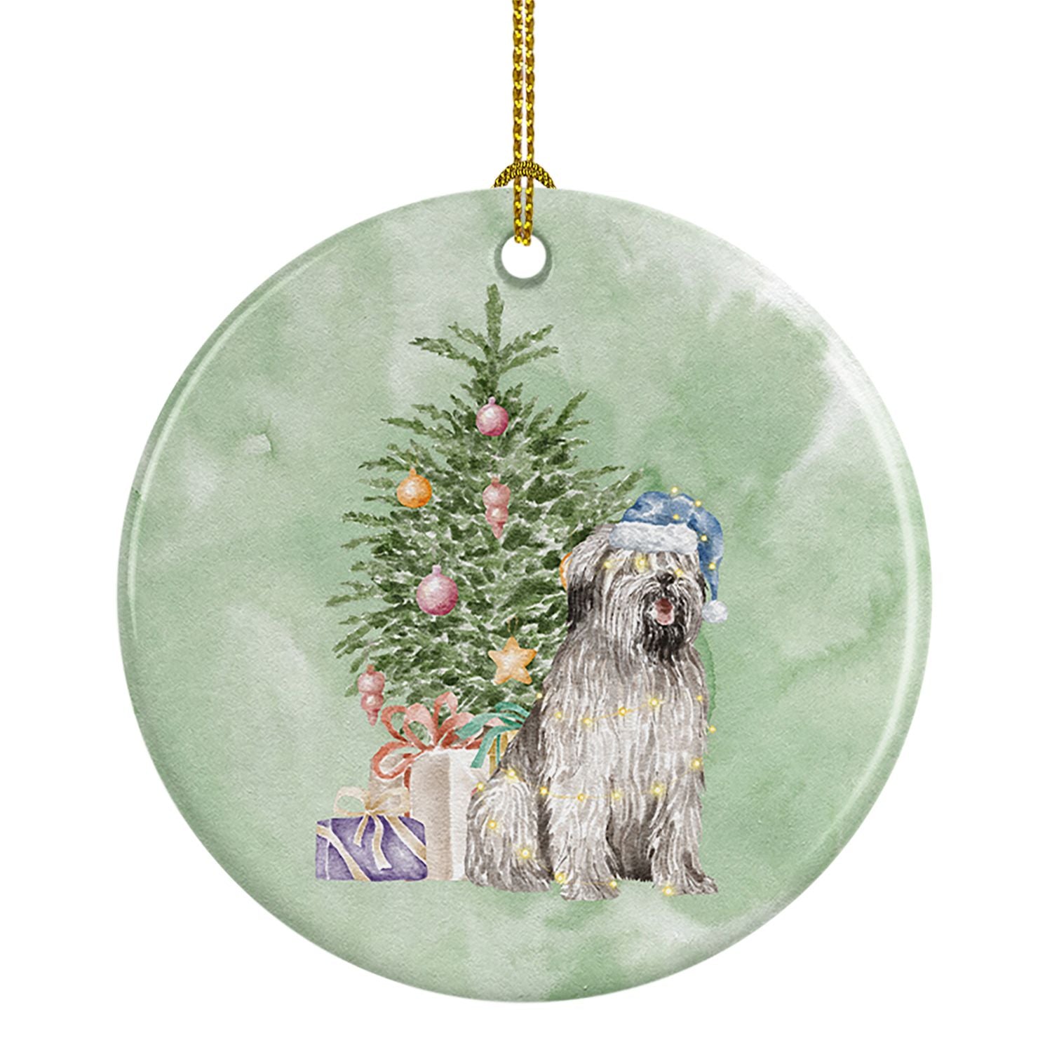 Briard #2 Christmas Presents and Tree Ceramic Ornament Christmas Tree Hanging Decorations for Home Christmas Holiday, Party, Gif
