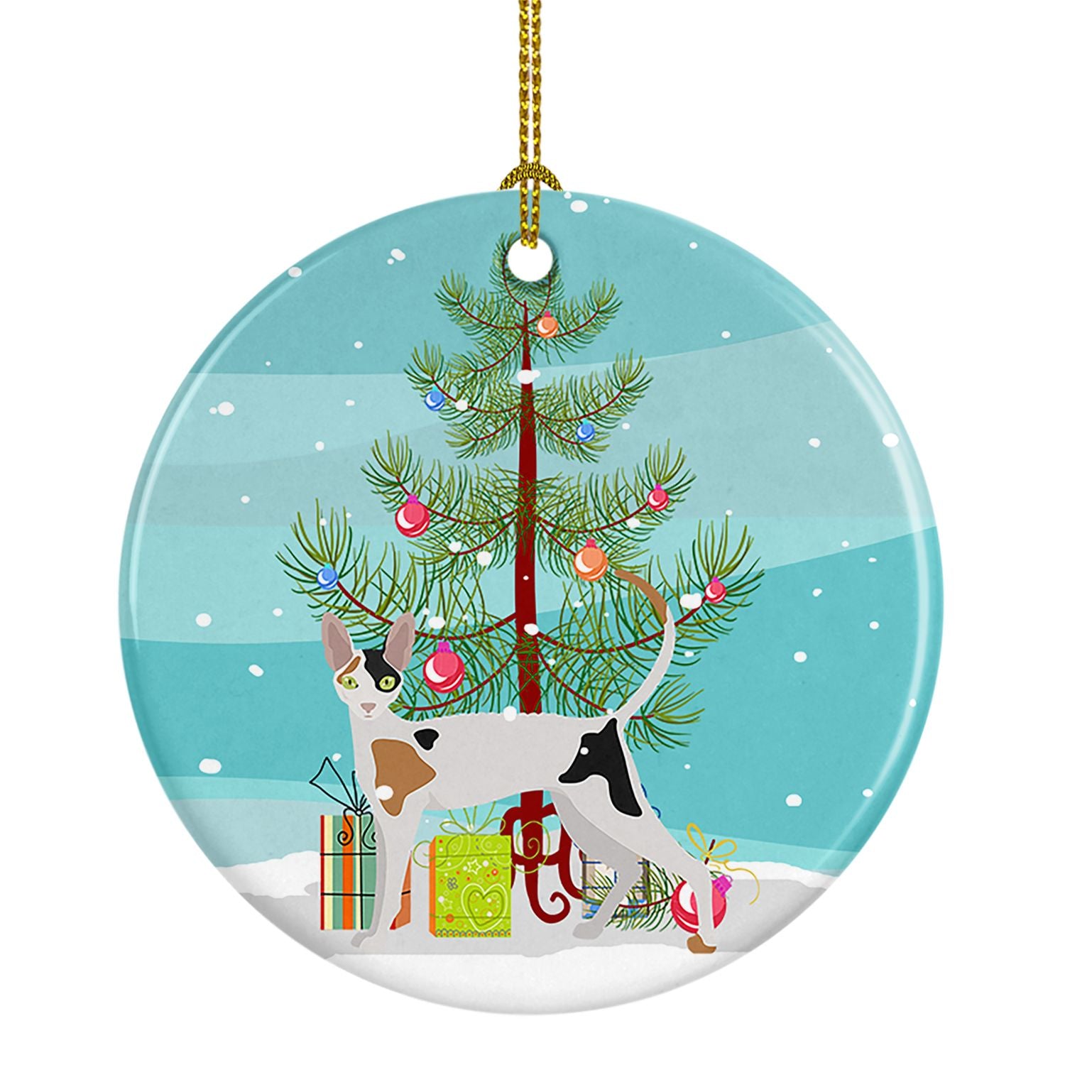 NEW Cornish Rex Cat Christmas Ceramic Ornament Christmas Tree Hanging Decorations for Home Christmas Holiday, Party, Gift, 3 in,