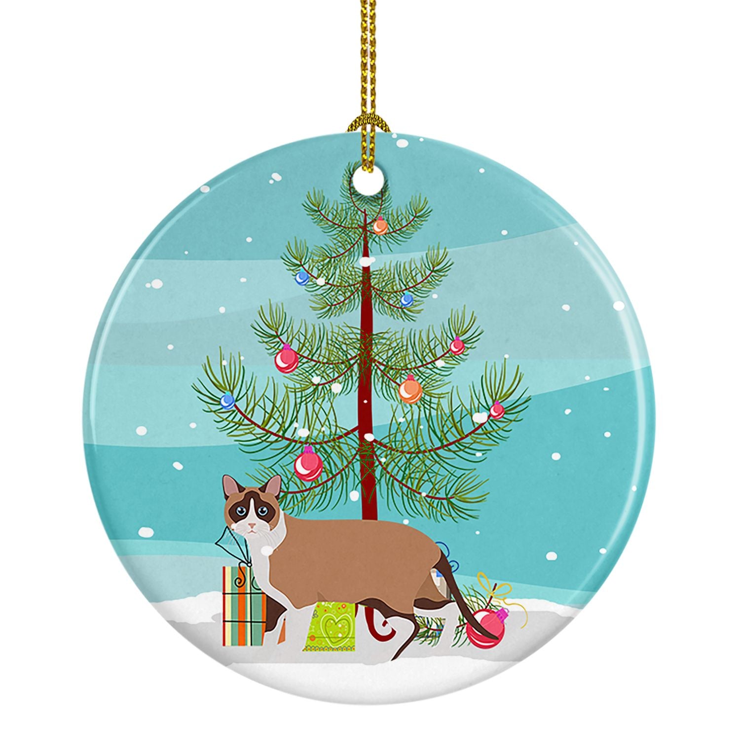 NEW Snowshoe Cat Christmas Ceramic Ornament Christmas Tree Hanging Decorations for Home Christmas Holiday, Party, Gift, 3 in, Mu