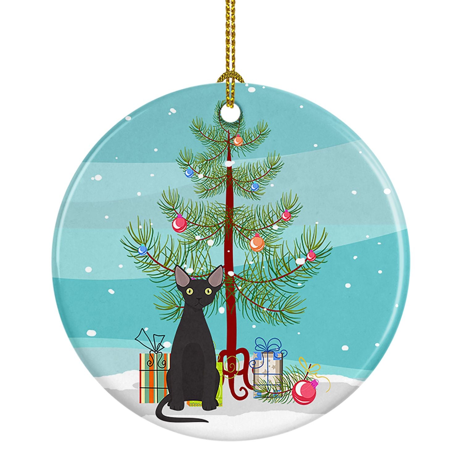 NEW Devon Rex Cat Christmas Ceramic Ornament Christmas Tree Hanging Decorations for Home Christmas Holiday, Party, Gift, 3 in, M