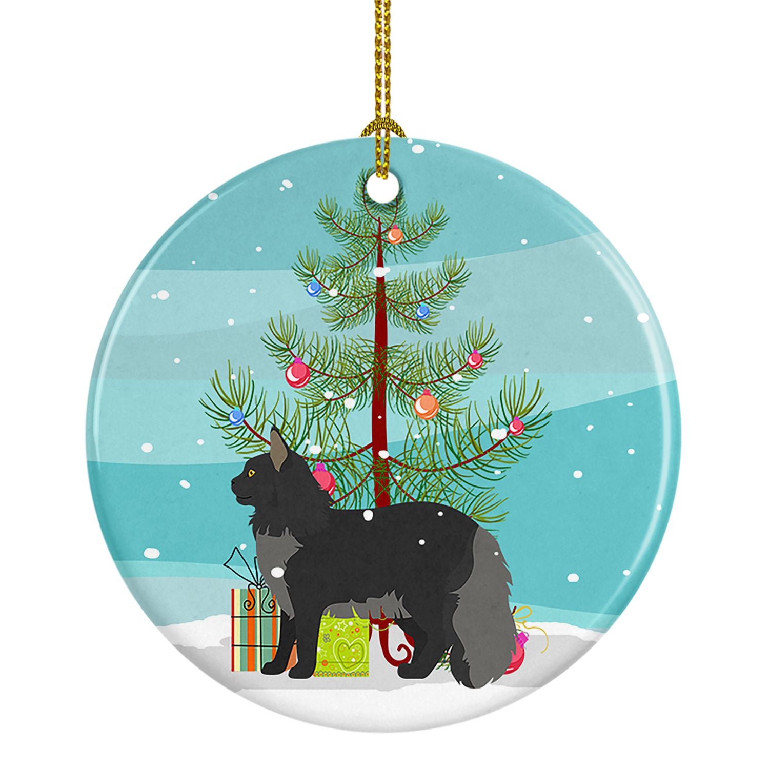 NEW Maine Coon Cat Christmas Ceramic Ornament Christmas Tree Hanging Decorations for Home Christmas Holiday, Party, Gift, 3 in, 