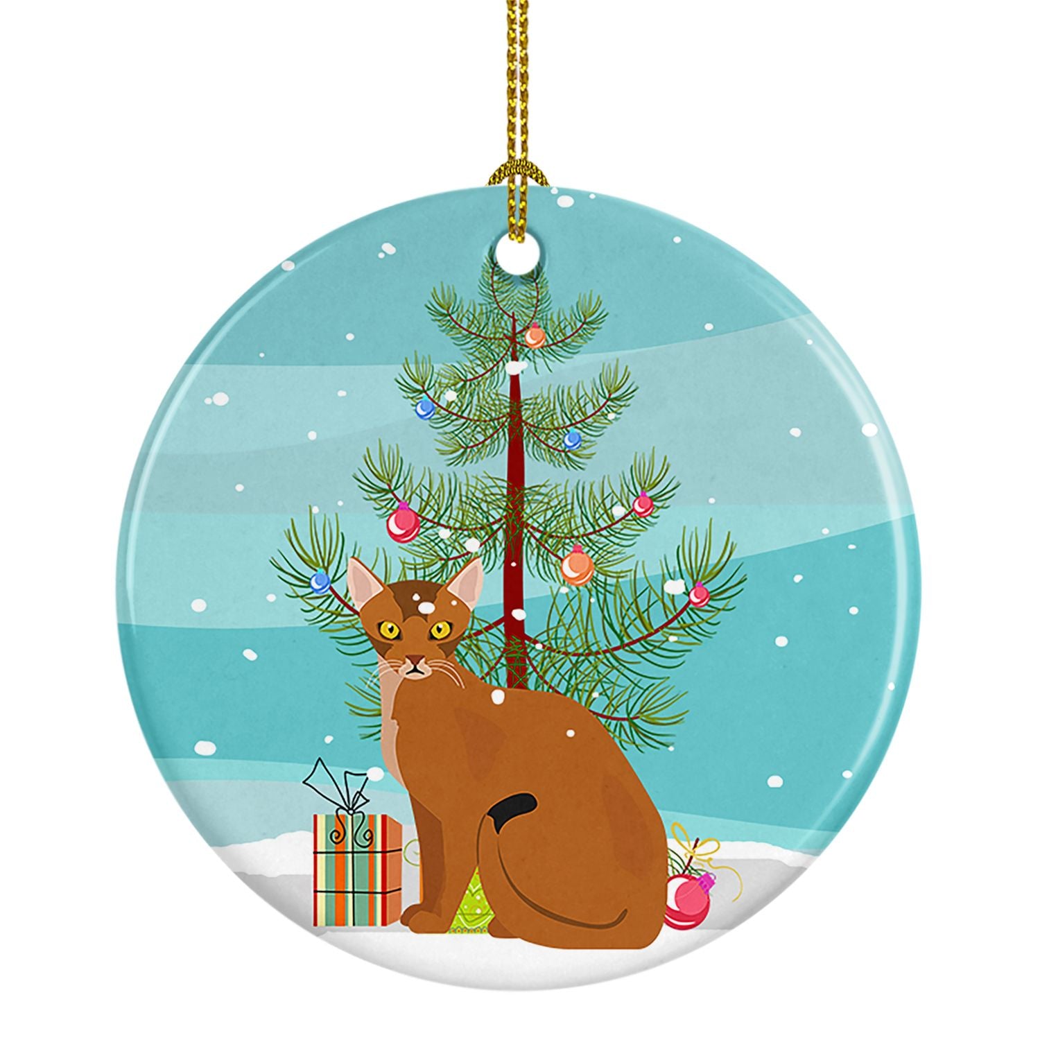 NEW Abyssinian Cat Christmas Ceramic Ornament Christmas Tree Hanging Decorations for Home Christmas Holiday, Party, Gift, 3 in, 