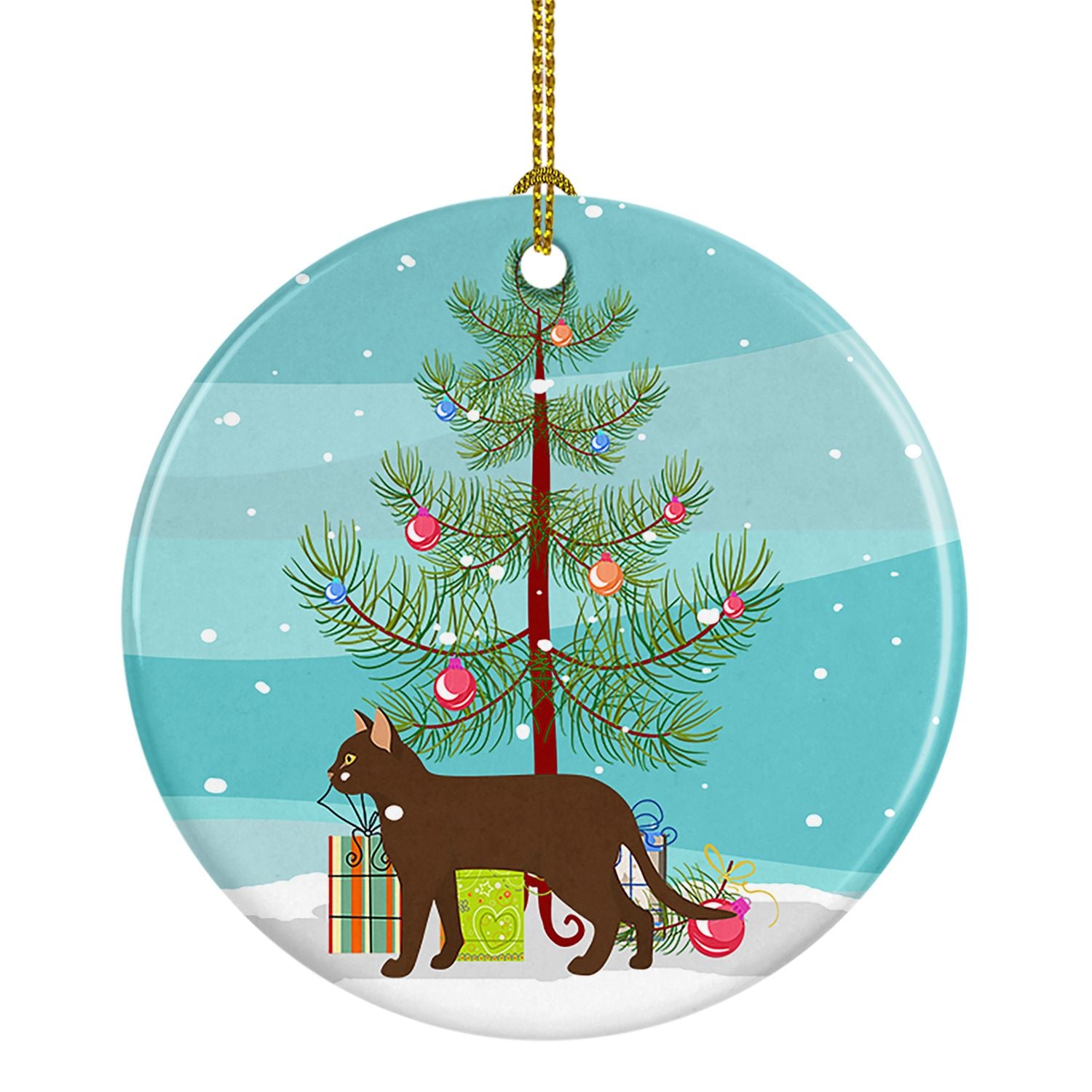 NEW Suphalak Cat Christmas Ceramic Ornament Christmas Tree Hanging Decorations for Home Christmas Holiday, Party, Gift, 3 in, Mu