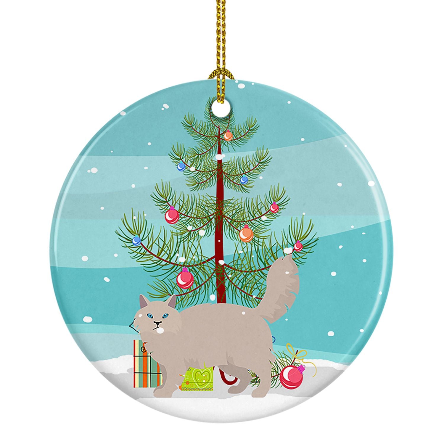 NEW Siberian Forest Cat Christmas Ceramic Ornament Christmas Tree Hanging Decorations for Home Christmas Holiday, Party, Gift, 3