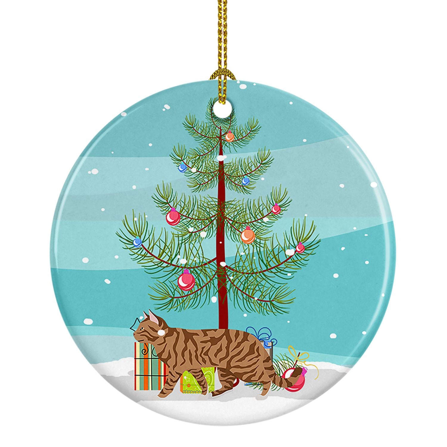 NEW Toyger Cat Christmas Ceramic Ornament Christmas Tree Hanging Decorations for Home Christmas Holiday, Party, Gift, 3 in, Mult