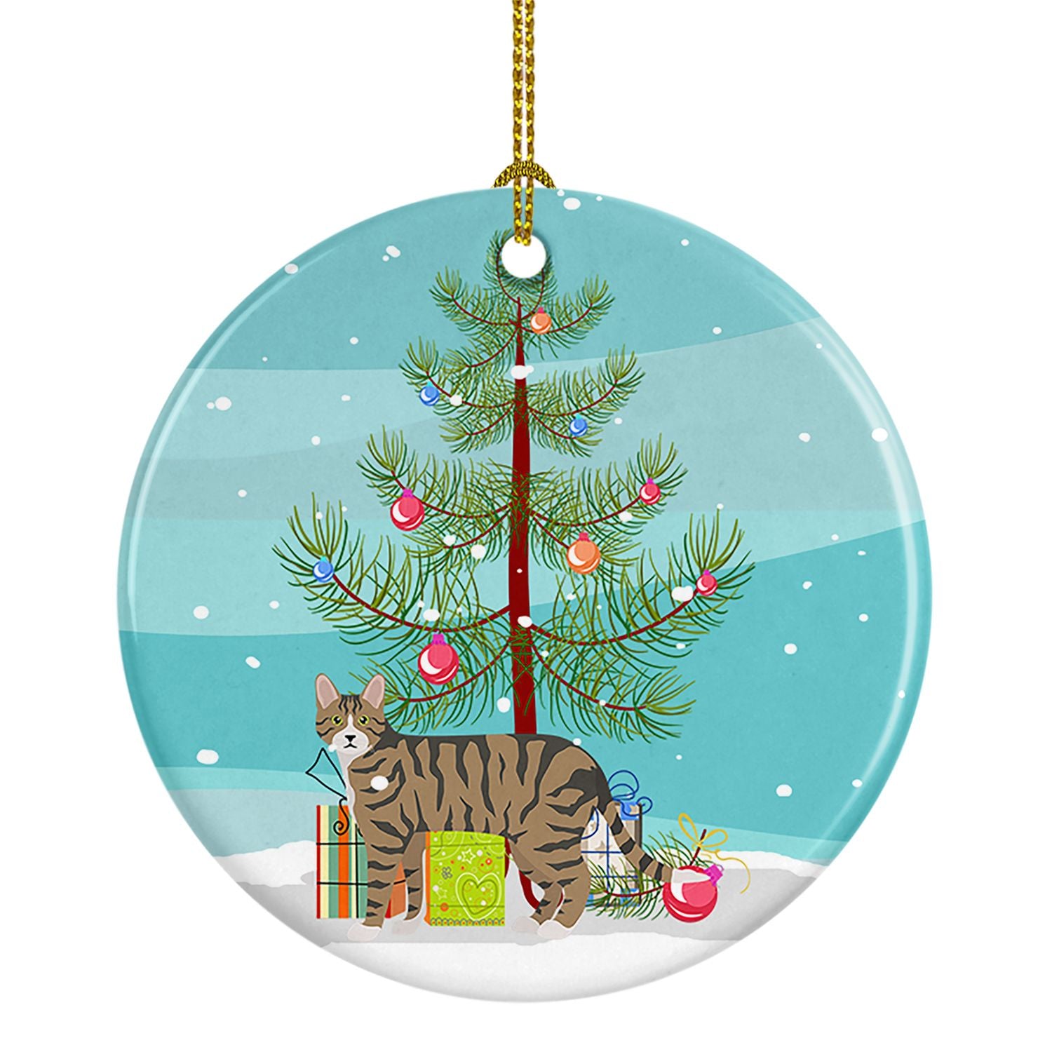 NEW Dragon Li Cat Christmas Ceramic Ornament Christmas Tree Hanging Decorations for Home Christmas Holiday, Party, Gift, 3 in, M