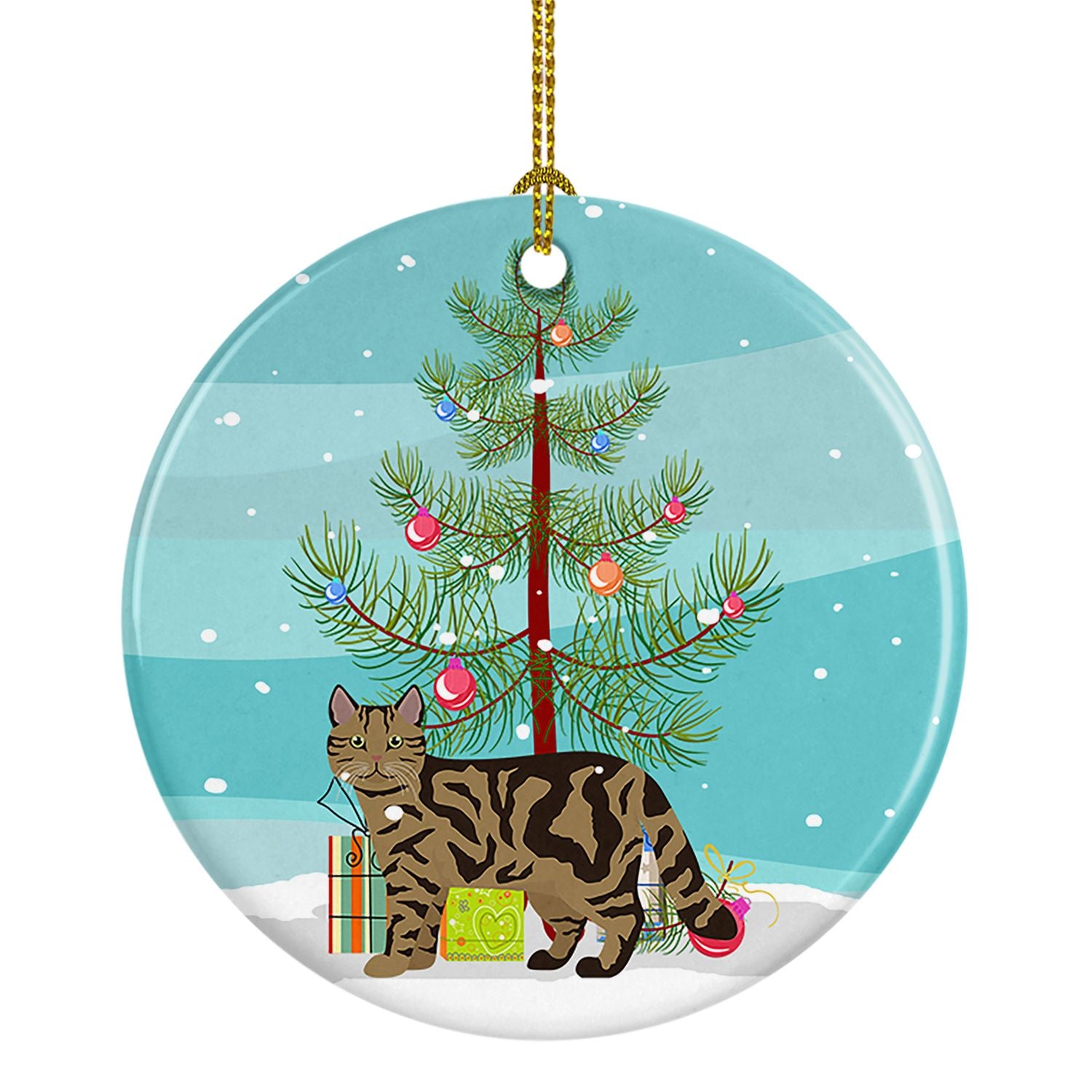 NEW Scottish Straight Cat Christmas Ceramic Ornament Christmas Tree Hanging Decorations for Home Christmas Holiday, Party, Gift,