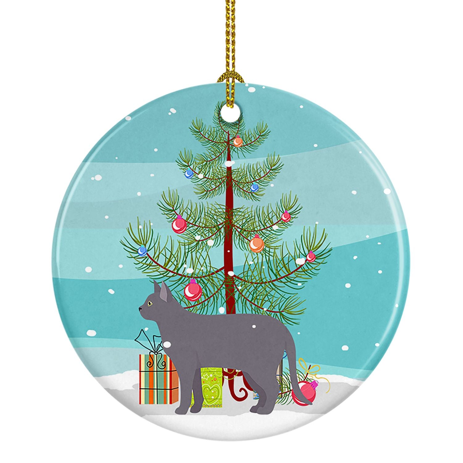 NEW Korat Cat Christmas Ceramic Ornament Christmas Tree Hanging Decorations for Home Christmas Holiday, Party, Gift, 3 in, Multi