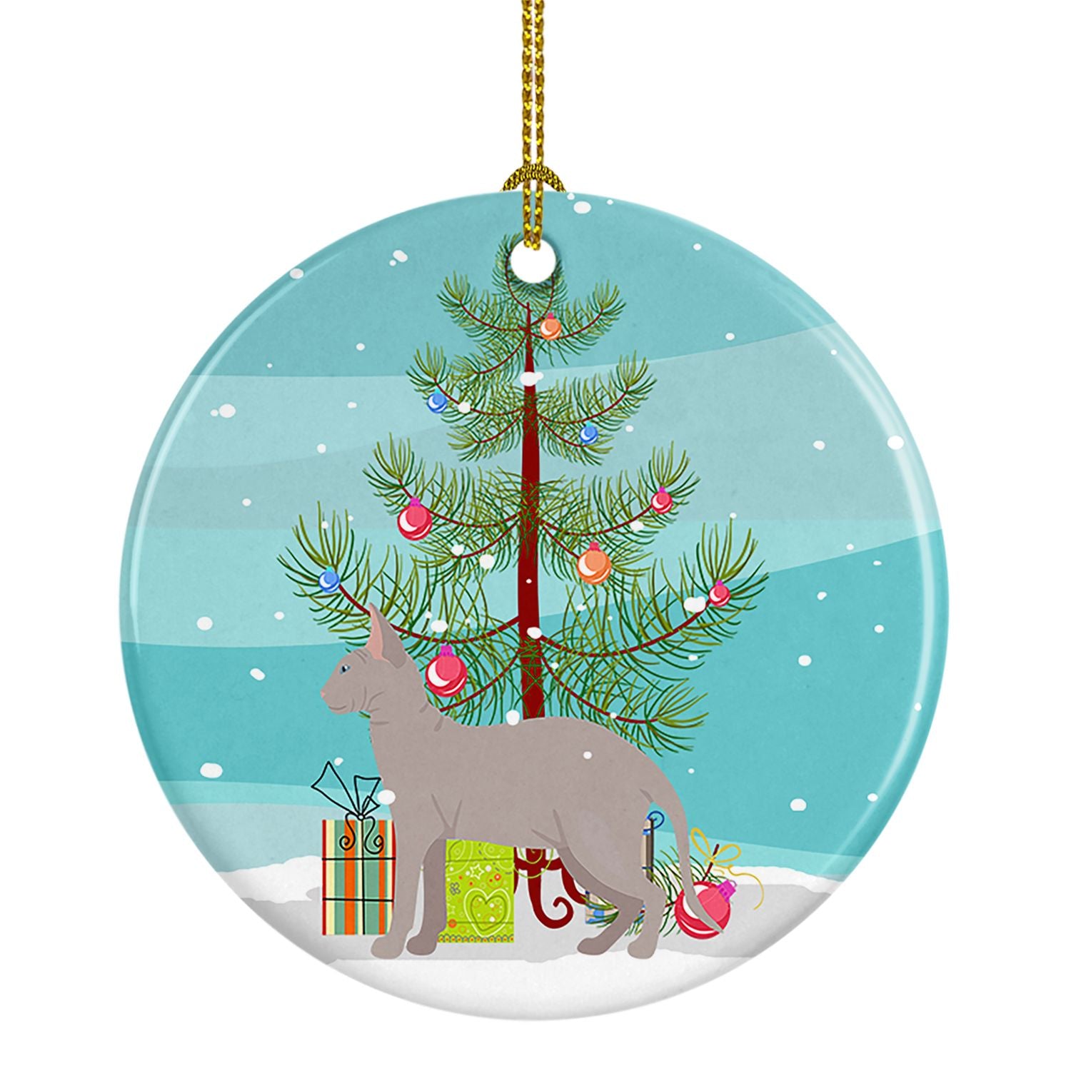 NEW Don Sphynx Cat Christmas Ceramic Ornament Christmas Tree Hanging Decorations for Home Christmas Holiday, Party, Gift, 3 in, 