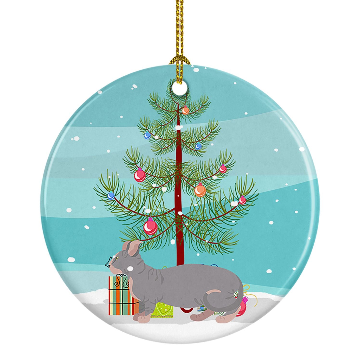 NEW Dwelf Cat Christmas Ceramic Ornament Christmas Tree Hanging Decorations for Home Christmas Holiday, Party, Gift, 3 in, Multi