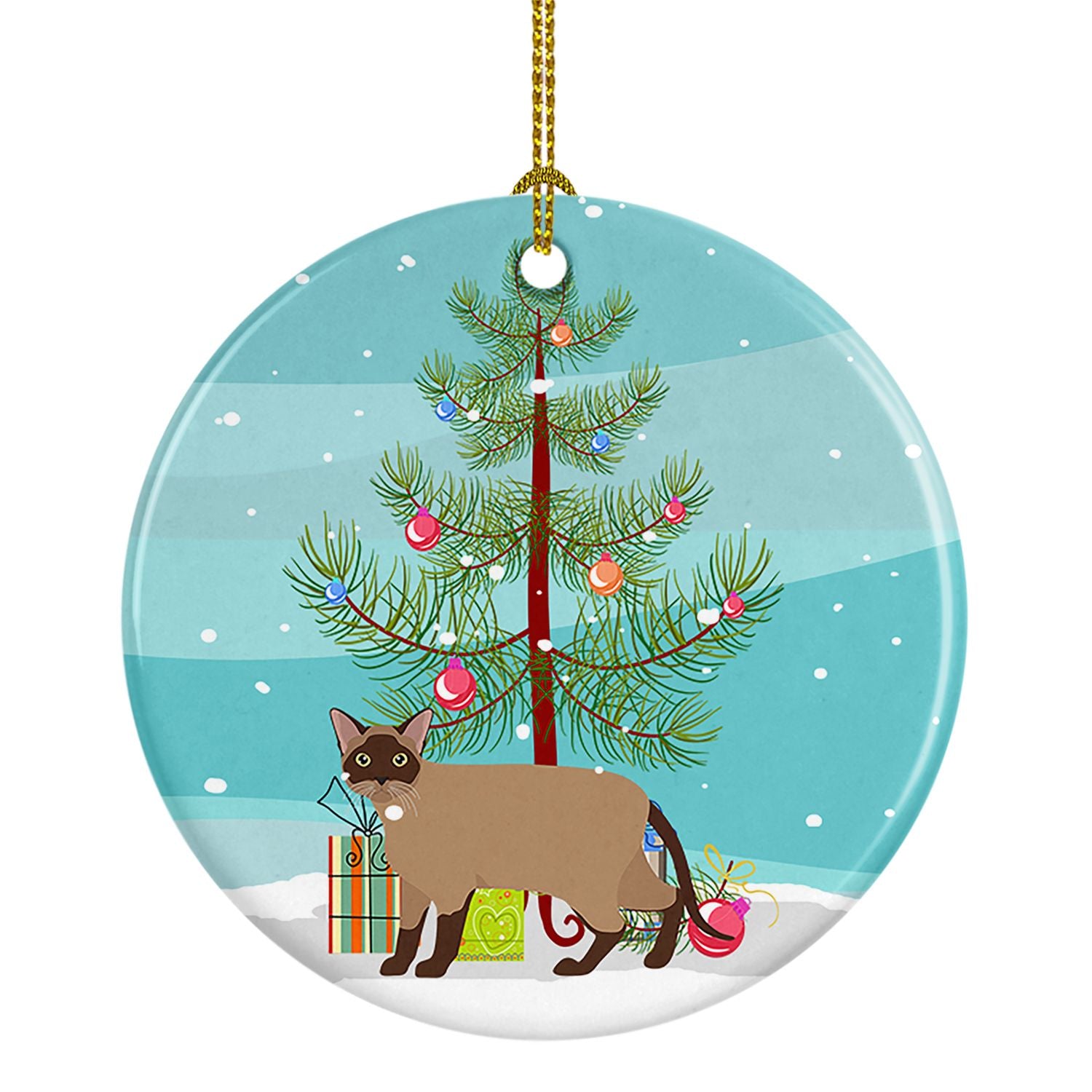 NEW Burmese Cat Christmas Ceramic Ornament Christmas Tree Hanging Decorations for Home Christmas Holiday, Party, Gift, 3 in, Mul