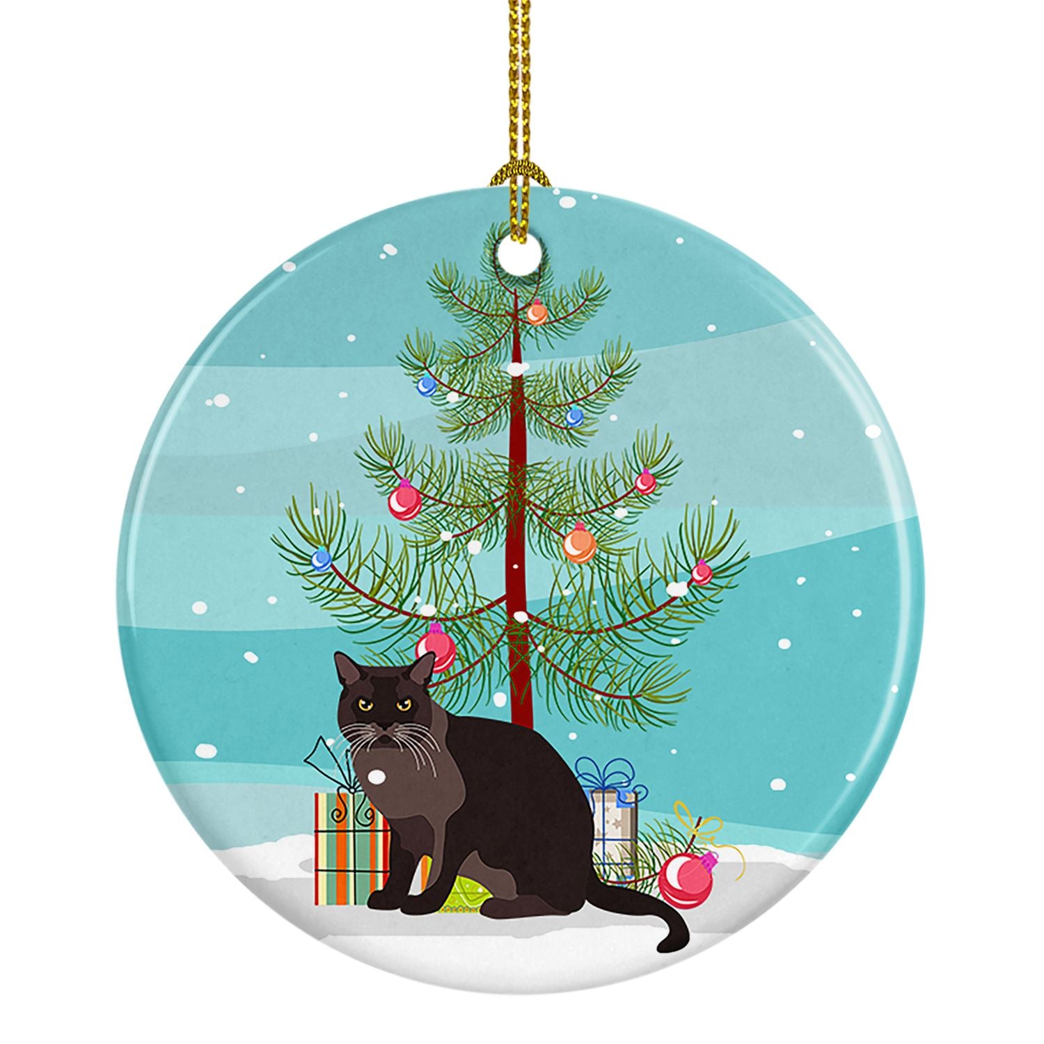 NEW European Burmese Cat Christmas Ceramic Ornament Christmas Tree Hanging Decorations for Home Christmas Holiday, Party, Gift, 