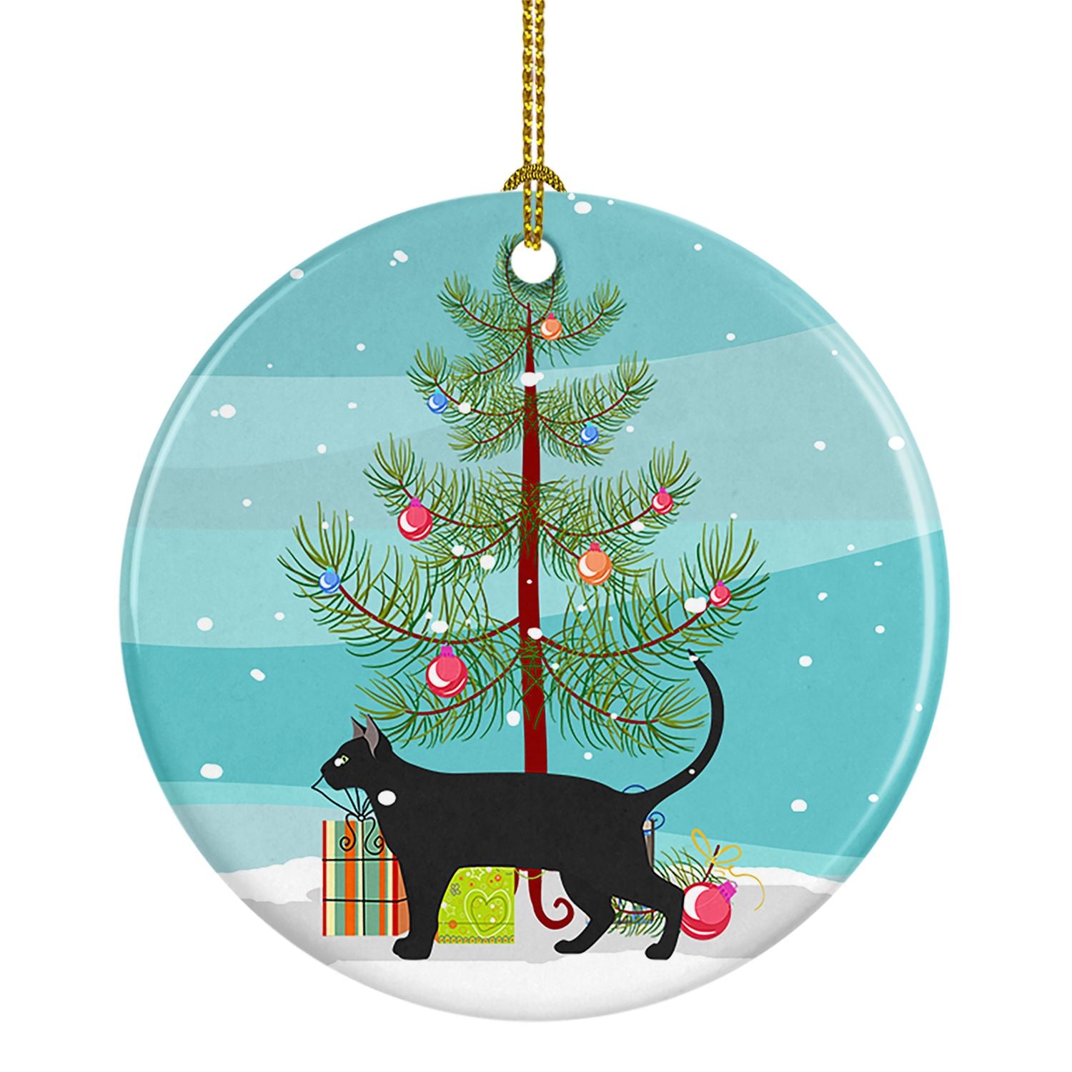 NEW Pantherette Cat Christmas Ceramic Ornament Christmas Tree Hanging Decorations for Home Christmas Holiday, Party, Gift, 3 in,
