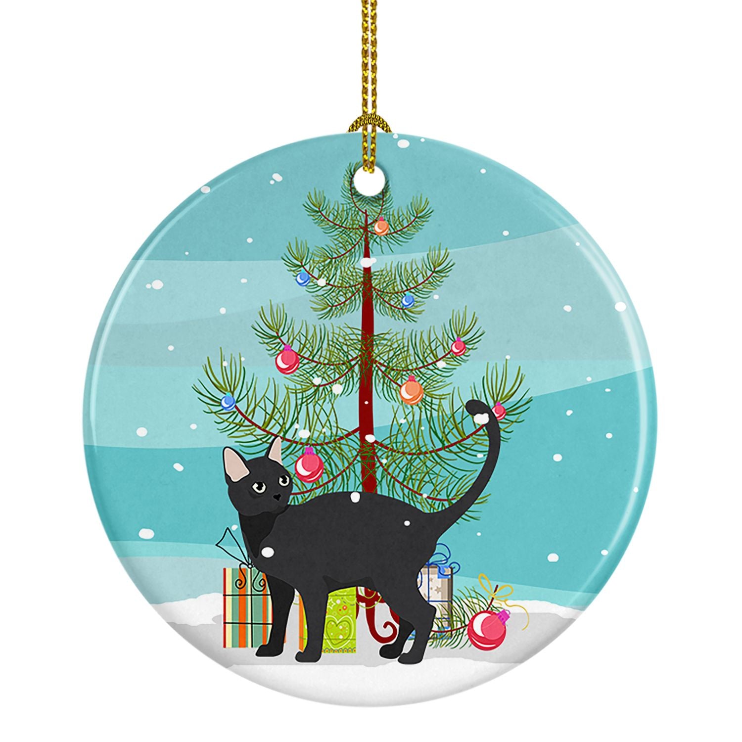 NEW Malayan Cat Christmas Ceramic Ornament Christmas Tree Hanging Decorations for Home Christmas Holiday, Party, Gift, 3 in, Mul