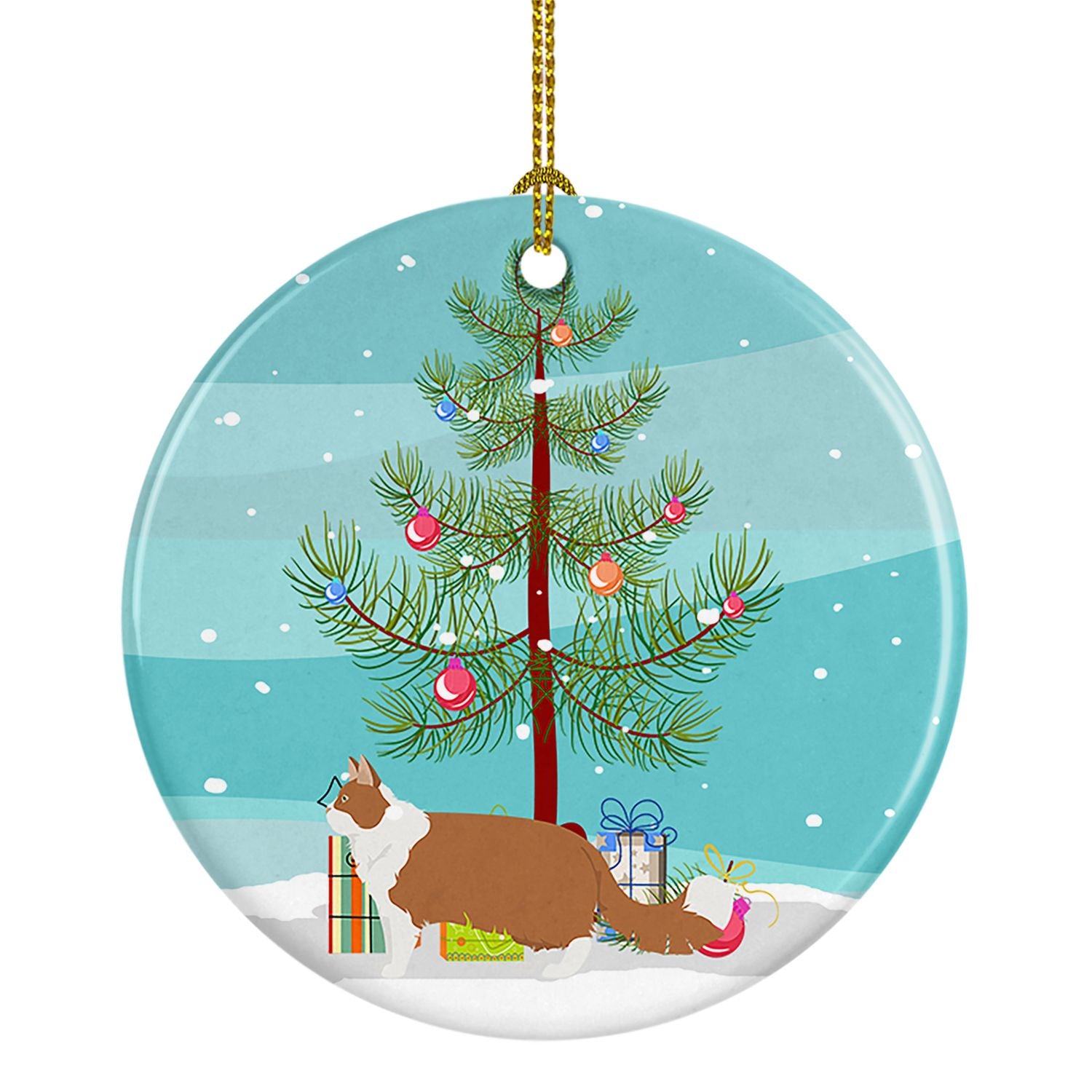 NEW Norwegian Forest Cat Christmas Ceramic Ornament Christmas Tree Hanging Decorations for Home Christmas Holiday, Party, Gift, 