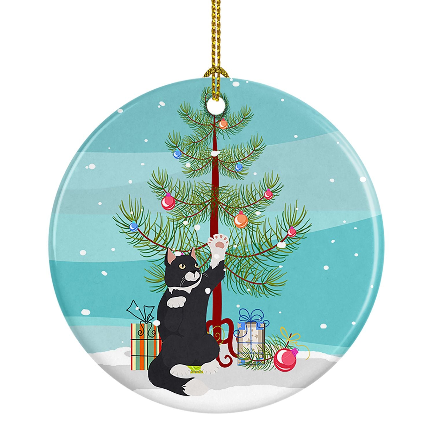 NEW American Polydactyl Cat Christmas Ceramic Ornament Christmas Tree Hanging Decorations for Home Christmas Holiday, Party, Gif